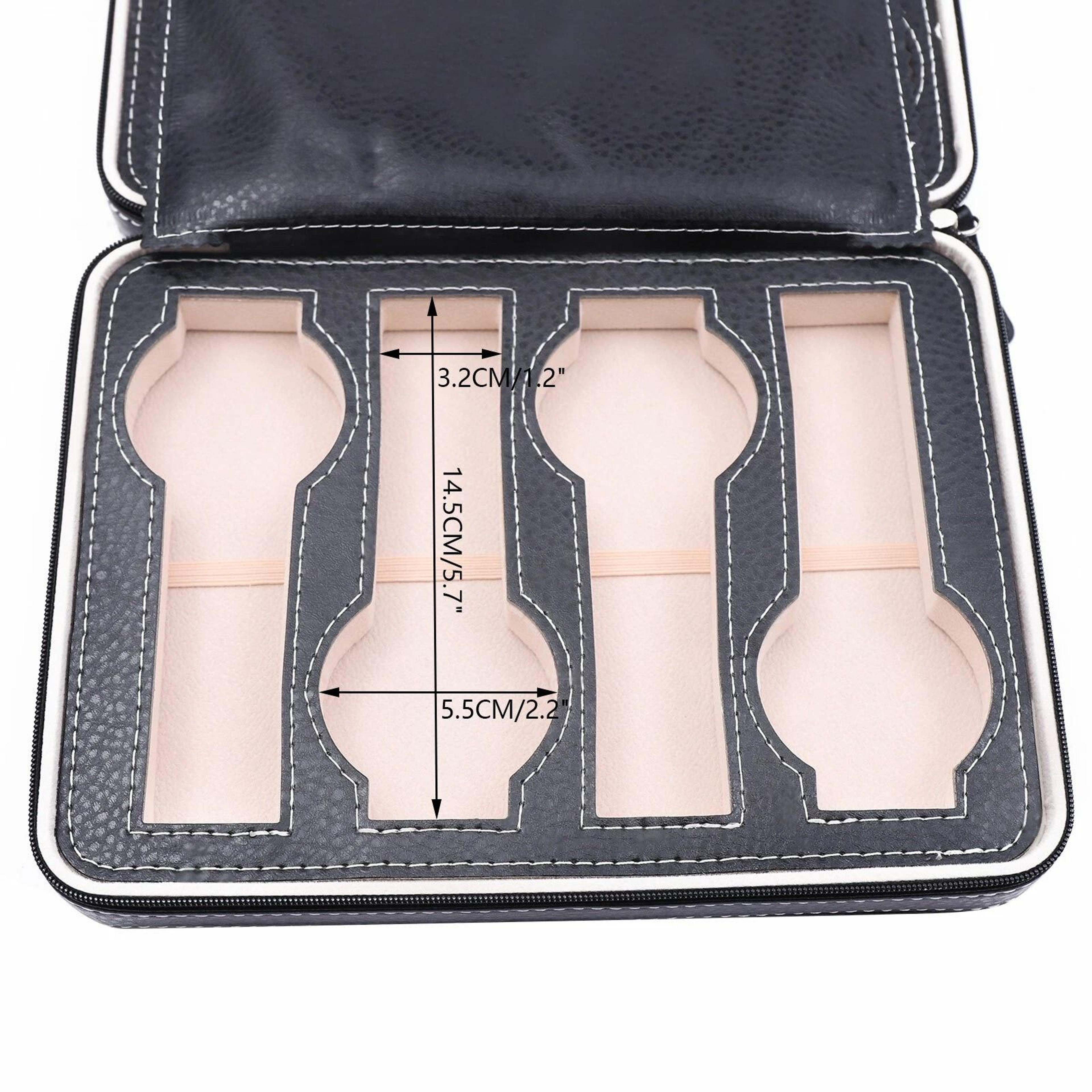 Premium Slot Watch Storage Case Portable Travel Watch Organizer With Zipper PU Leather 10
