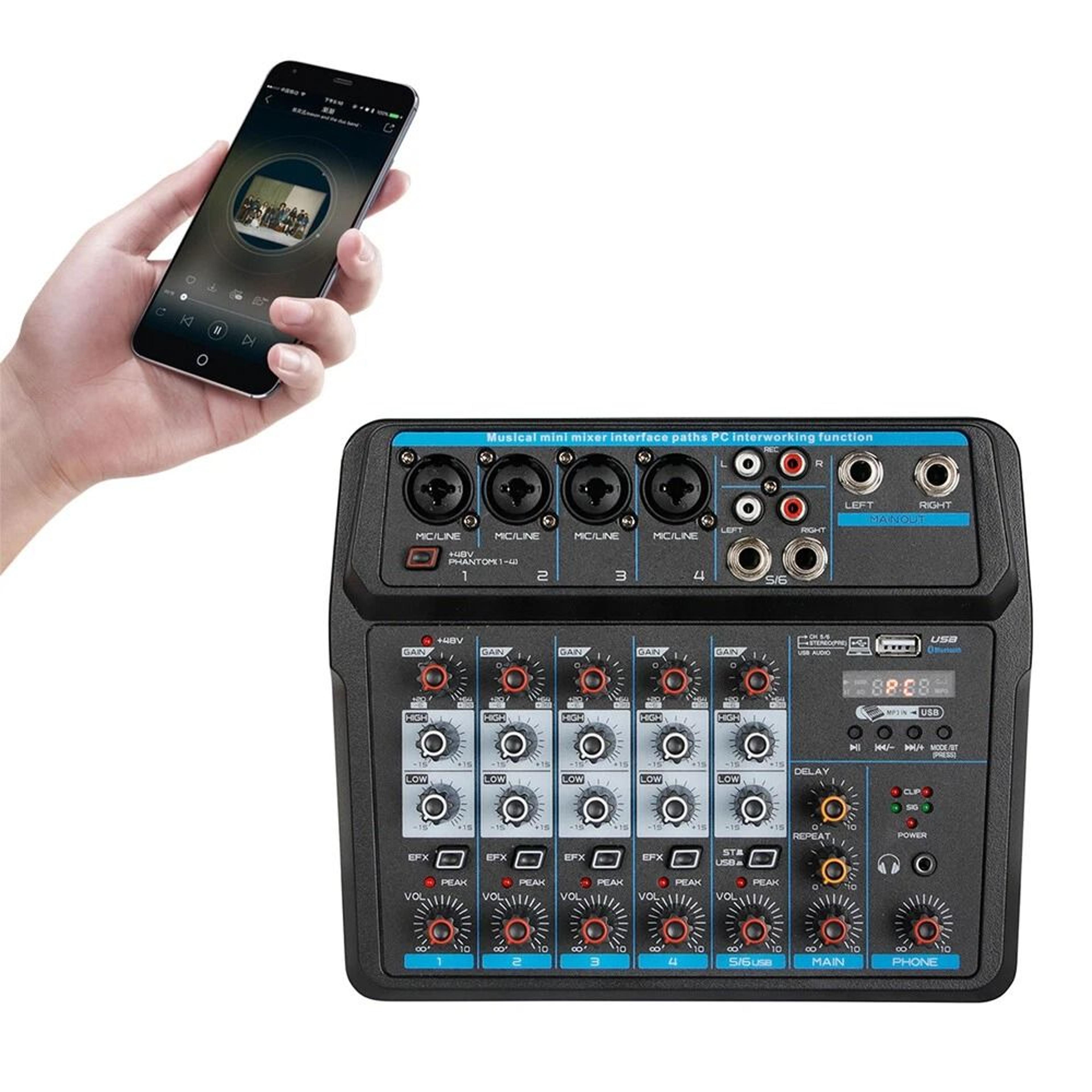 channel bluetooth dj mixing console studio sound board with usb audio mixer