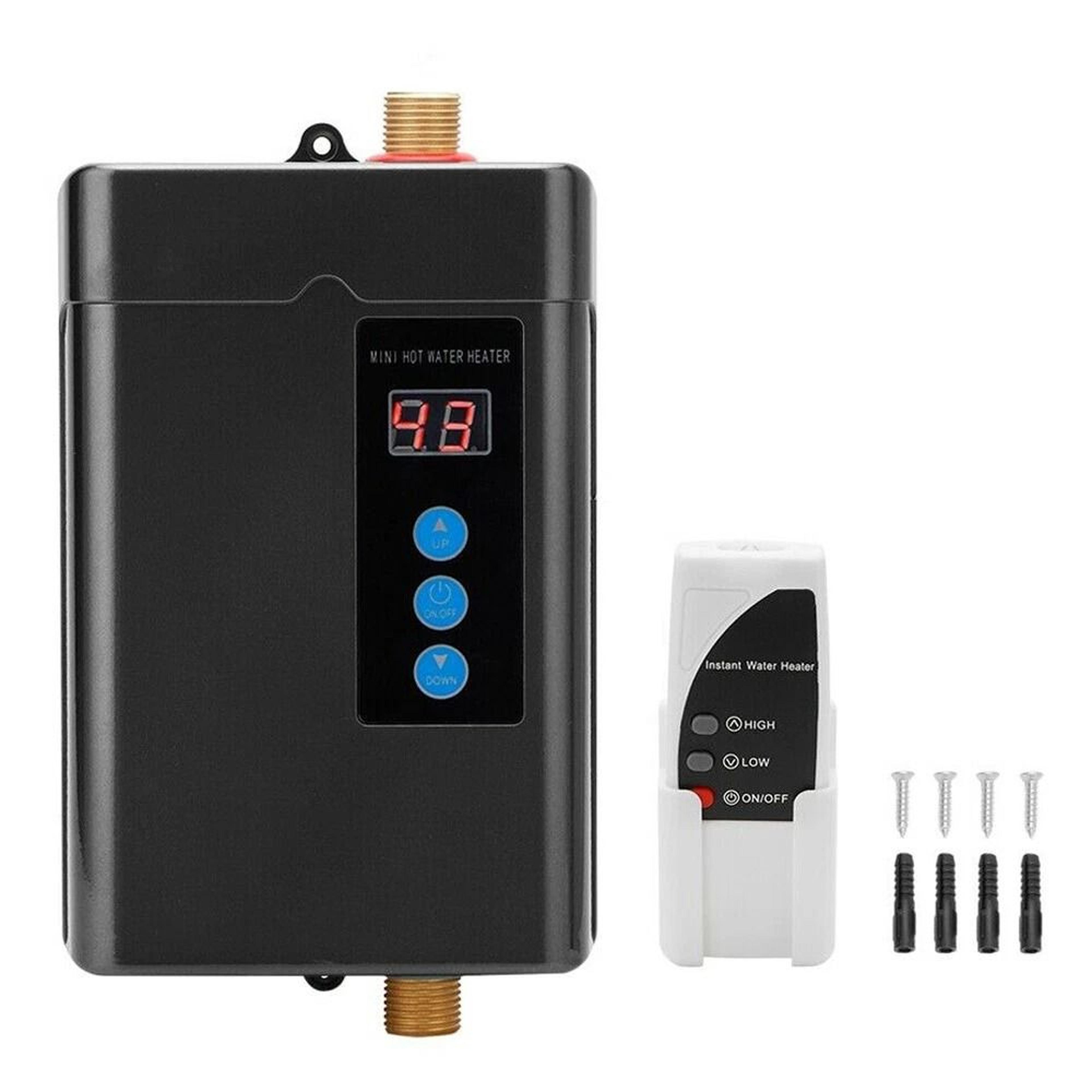 compact electric tankless instant hot water heater for kitchen & bathroom shower