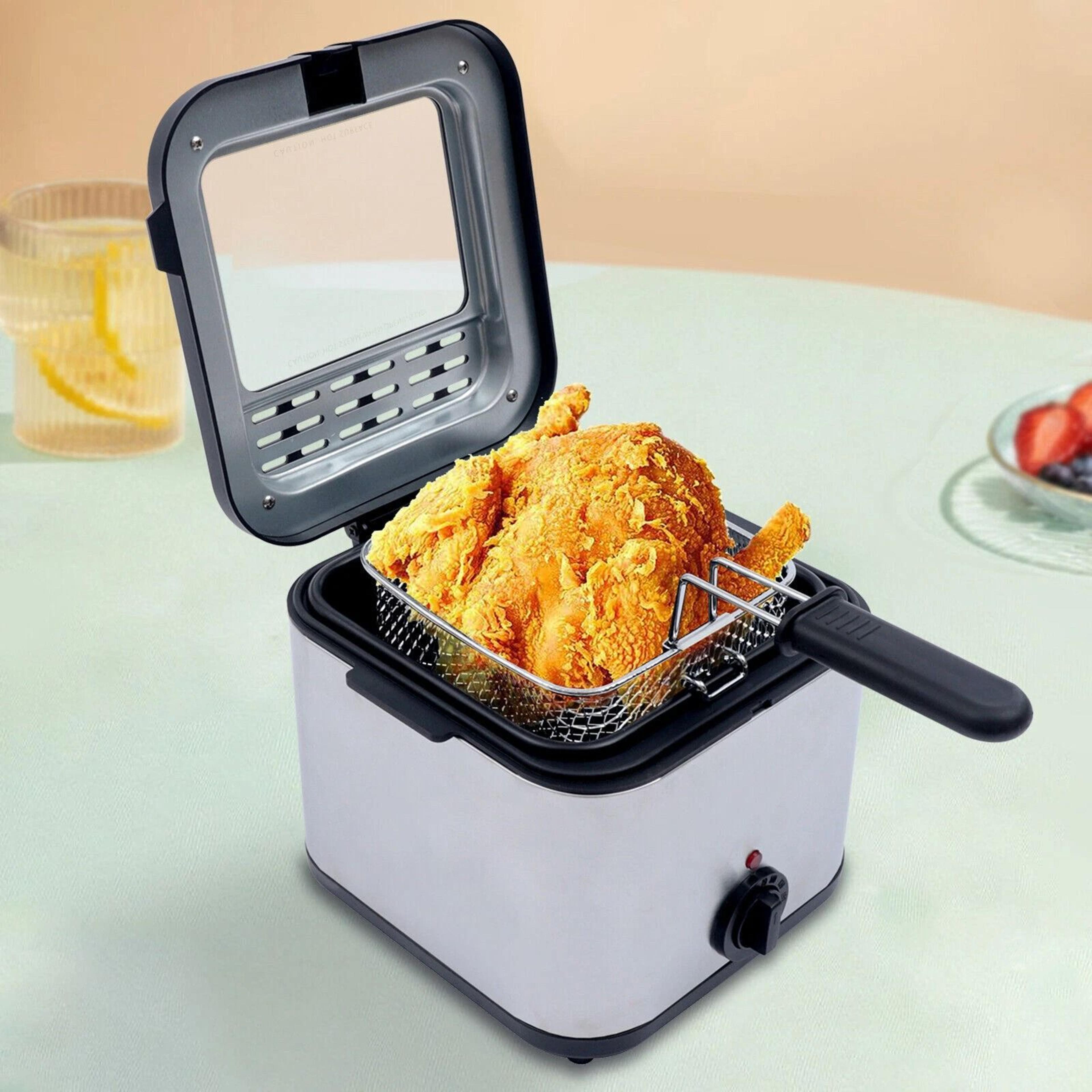 compact electric deep fryer stainless steel small fryer for home cooking