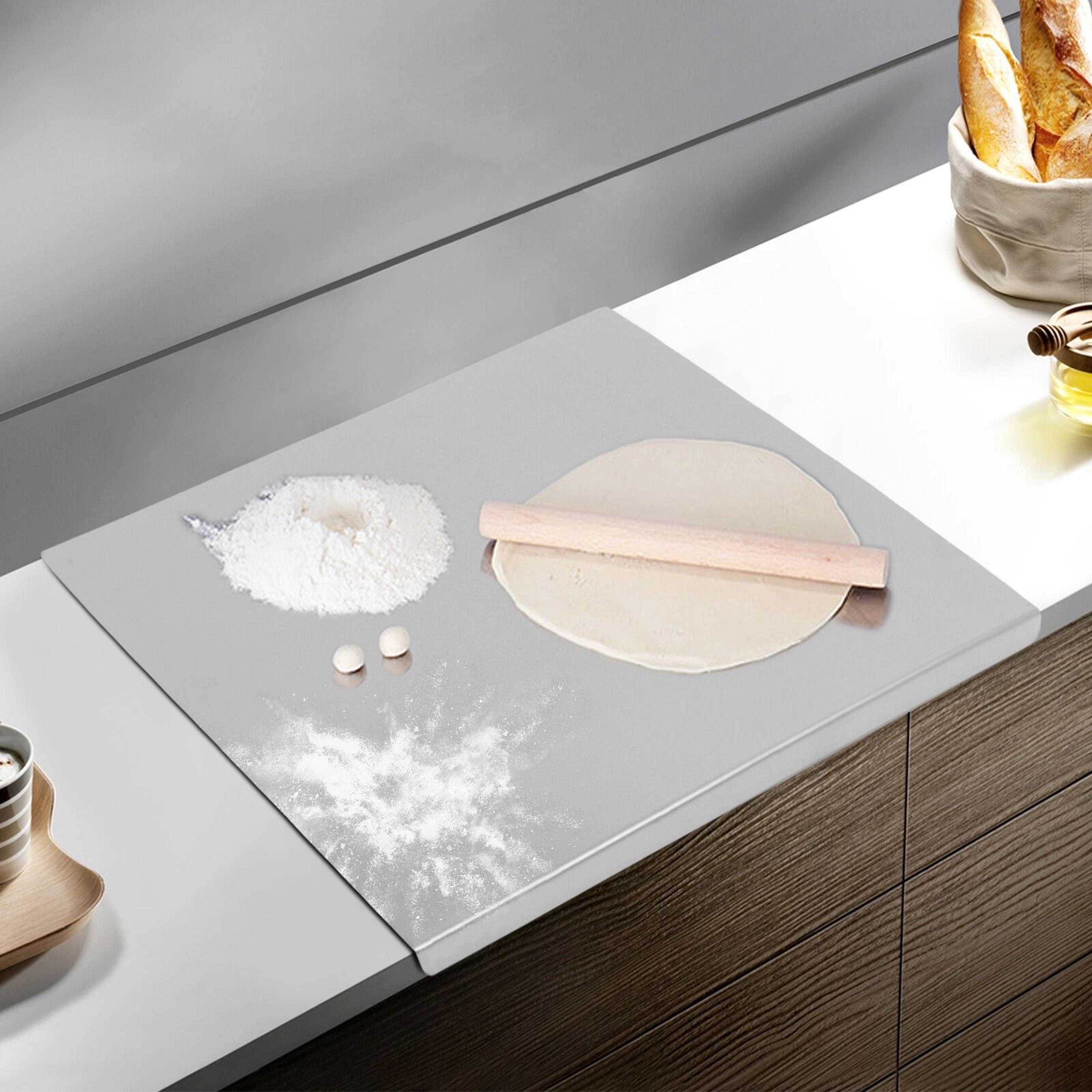 premium stainless steel cutting board with front overhang counter saver