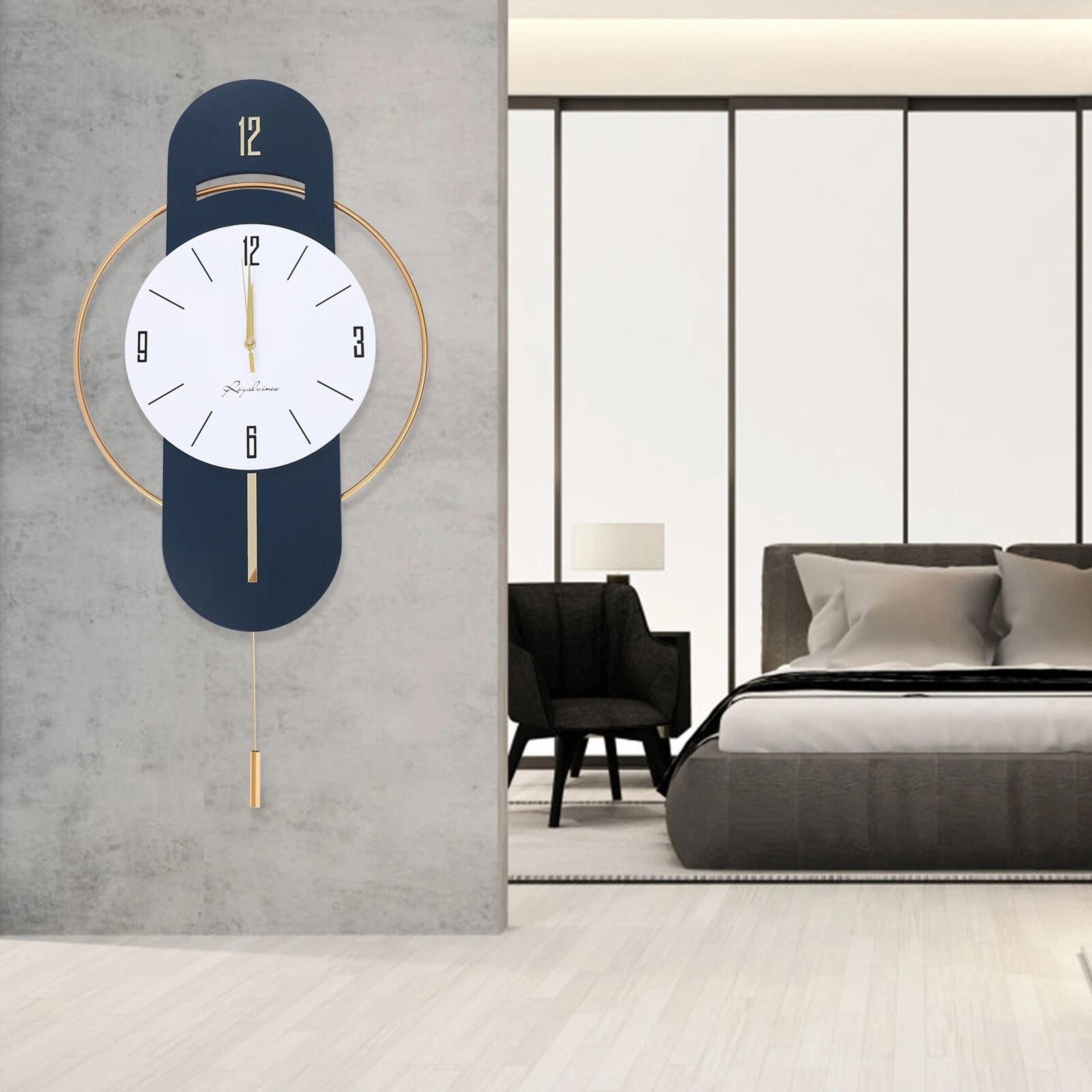 large silent metal wall clock battery operated modern living room decor