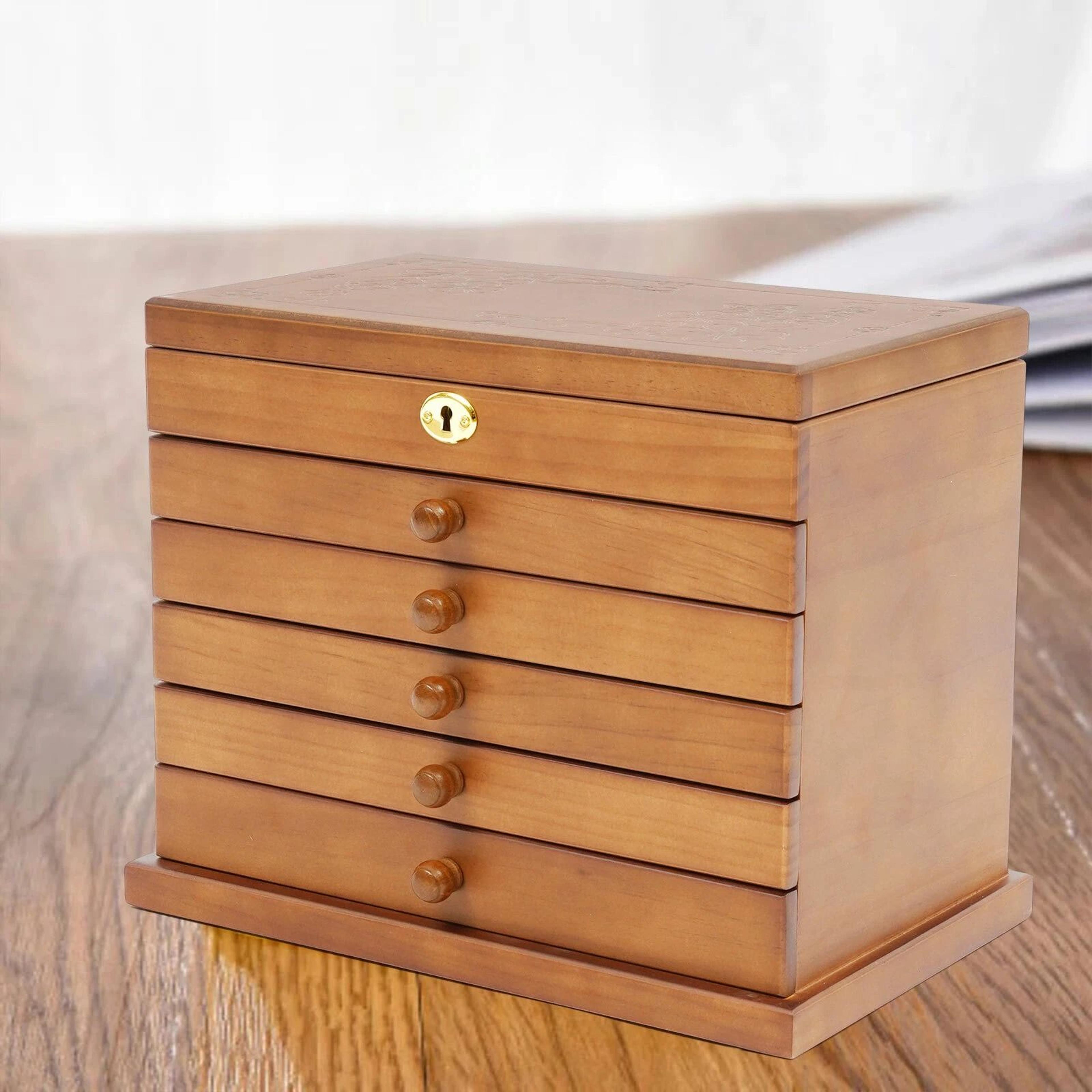 wooden jewelry box with mirror large jewelry organizer with drawers