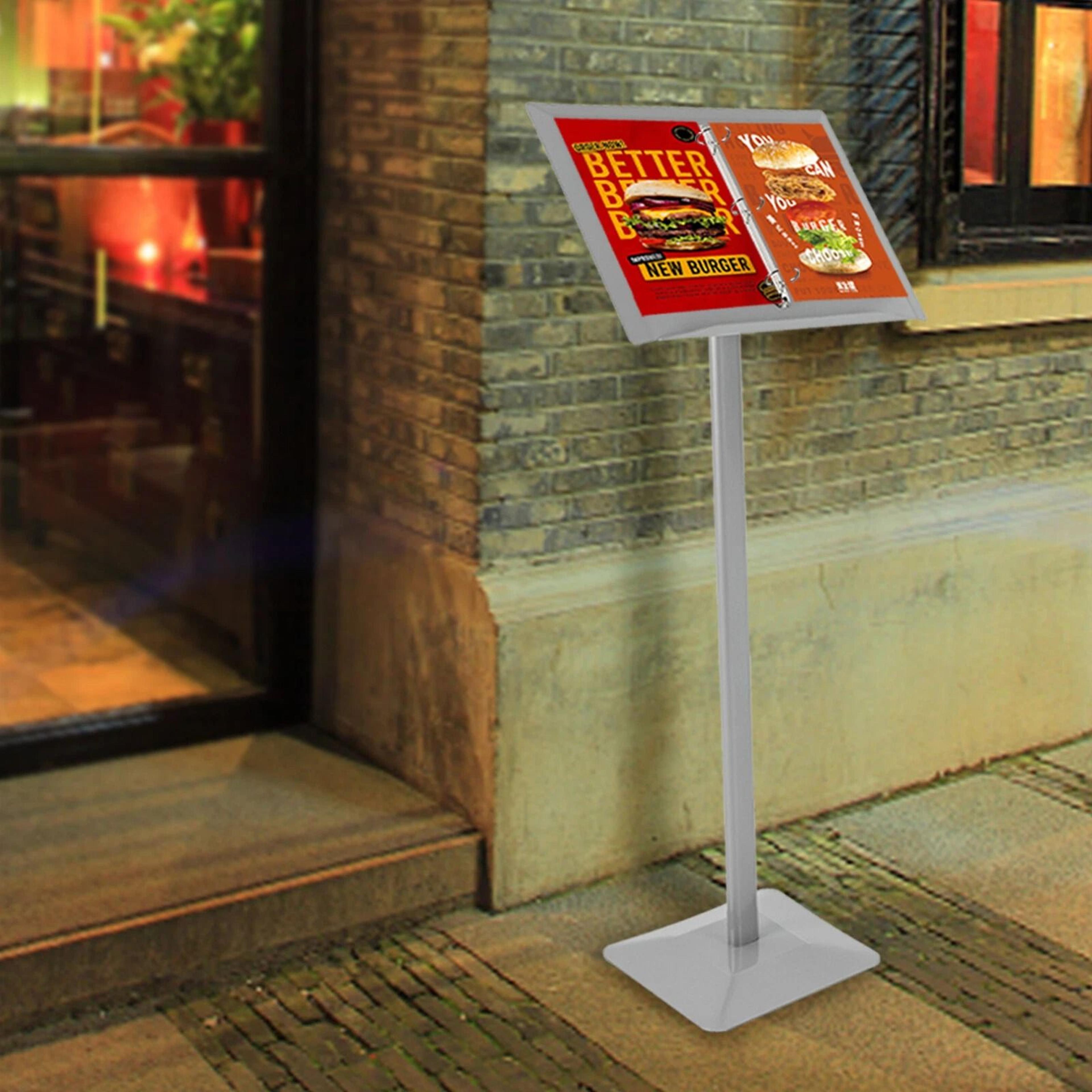 Professional Floor Menu Display Stand With Page Flip Binder Rack 8