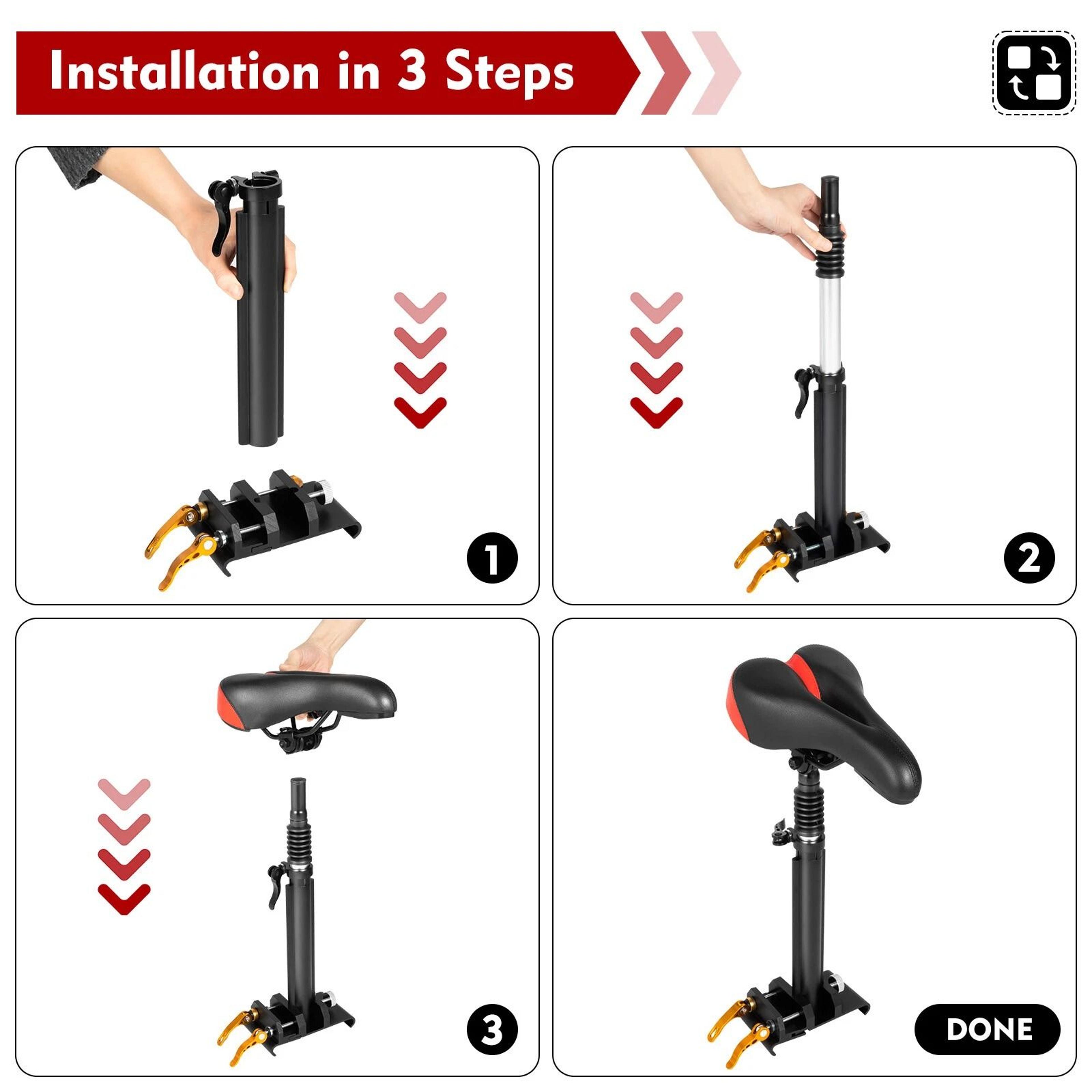 Universal Adjustable Scooter Seat Cushion With Aluminum Alloy Saddle  Rod Comfortable Ride Upgrade 12
