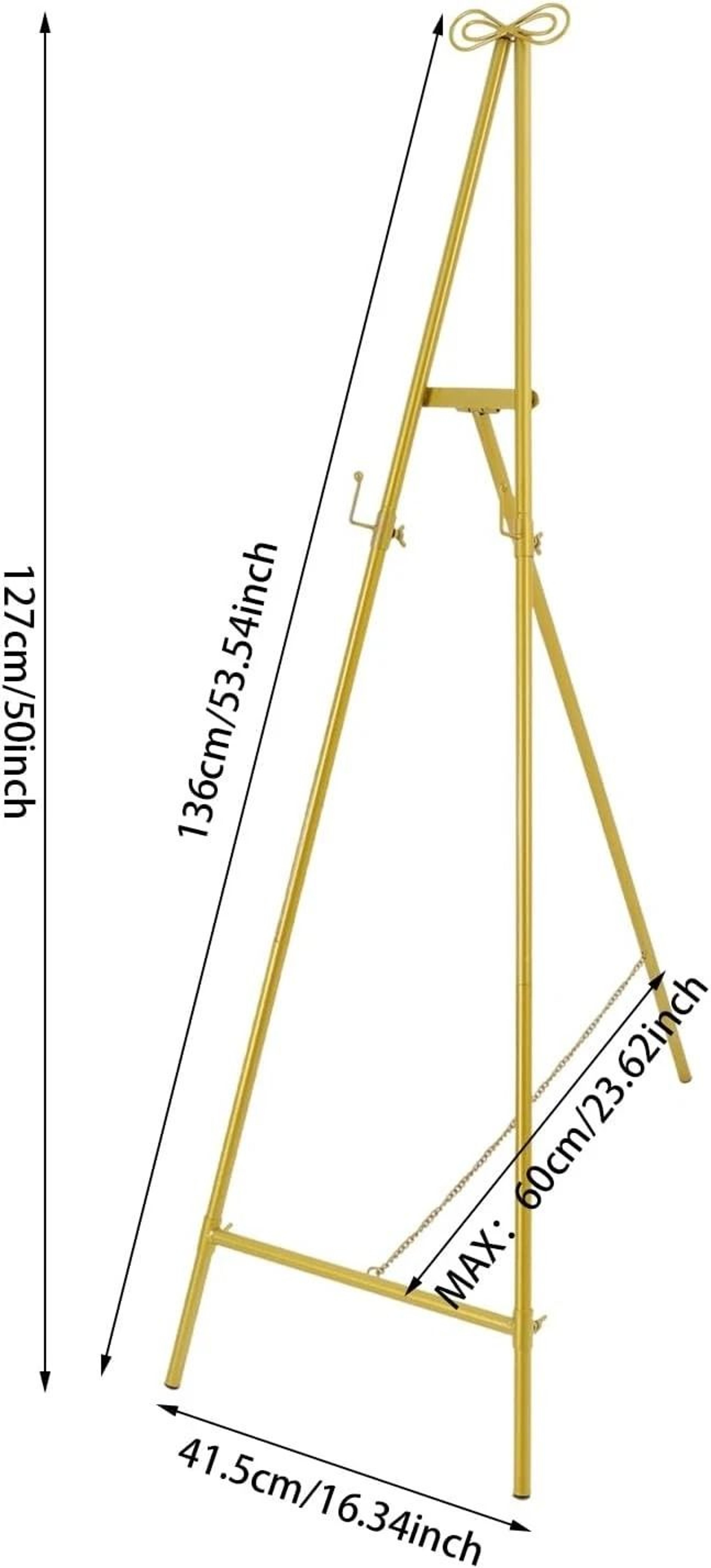 Gold Large Adjustable Floor Standing Easel For Wedding Display Metal Stand 8