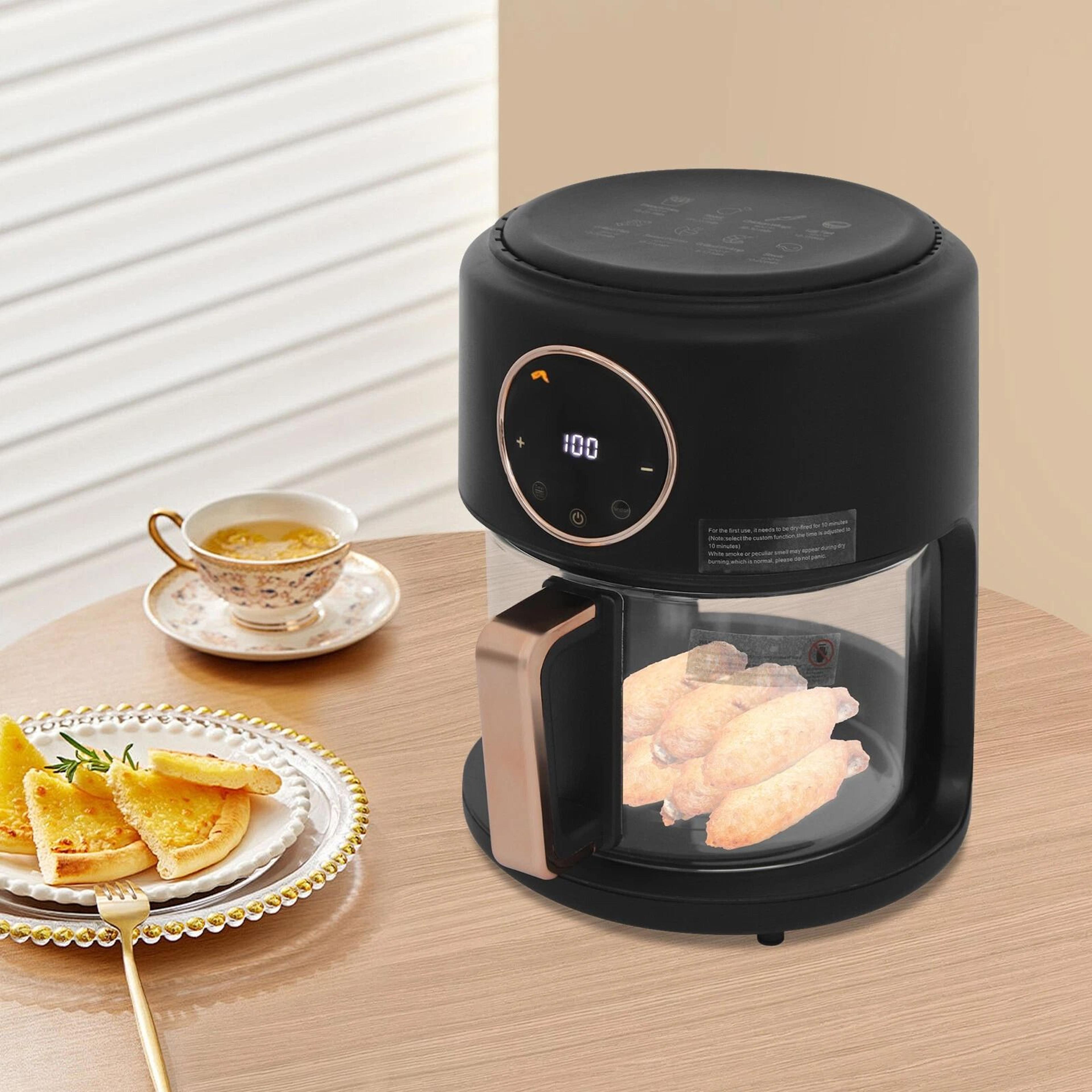 premium glass air fryer with view & power healthy home cooking