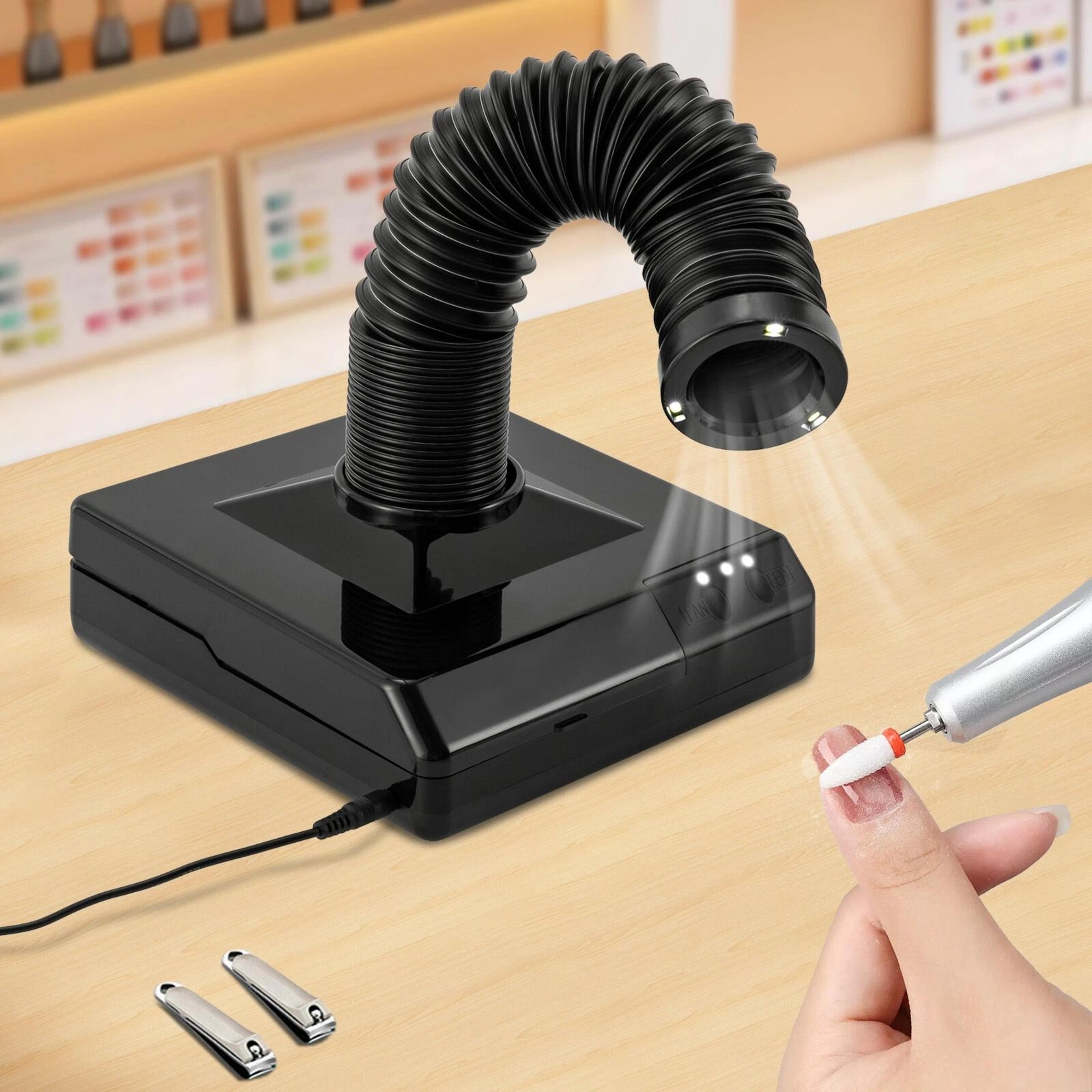 nail dust collector vacuum with led spotlight for manicure