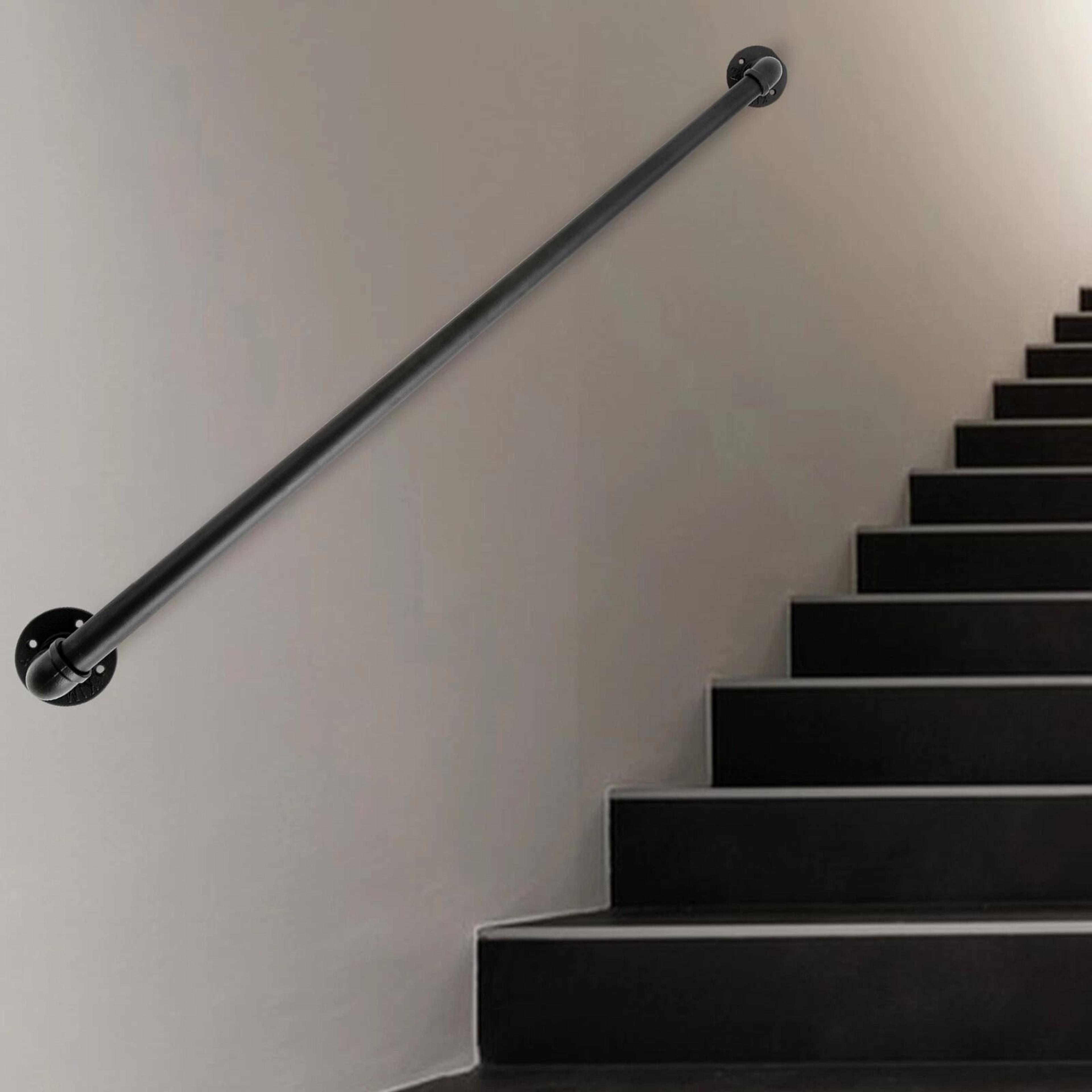 Modern Black Wall Mounted Stair Handrail For Indoor Outdoor Steps 2