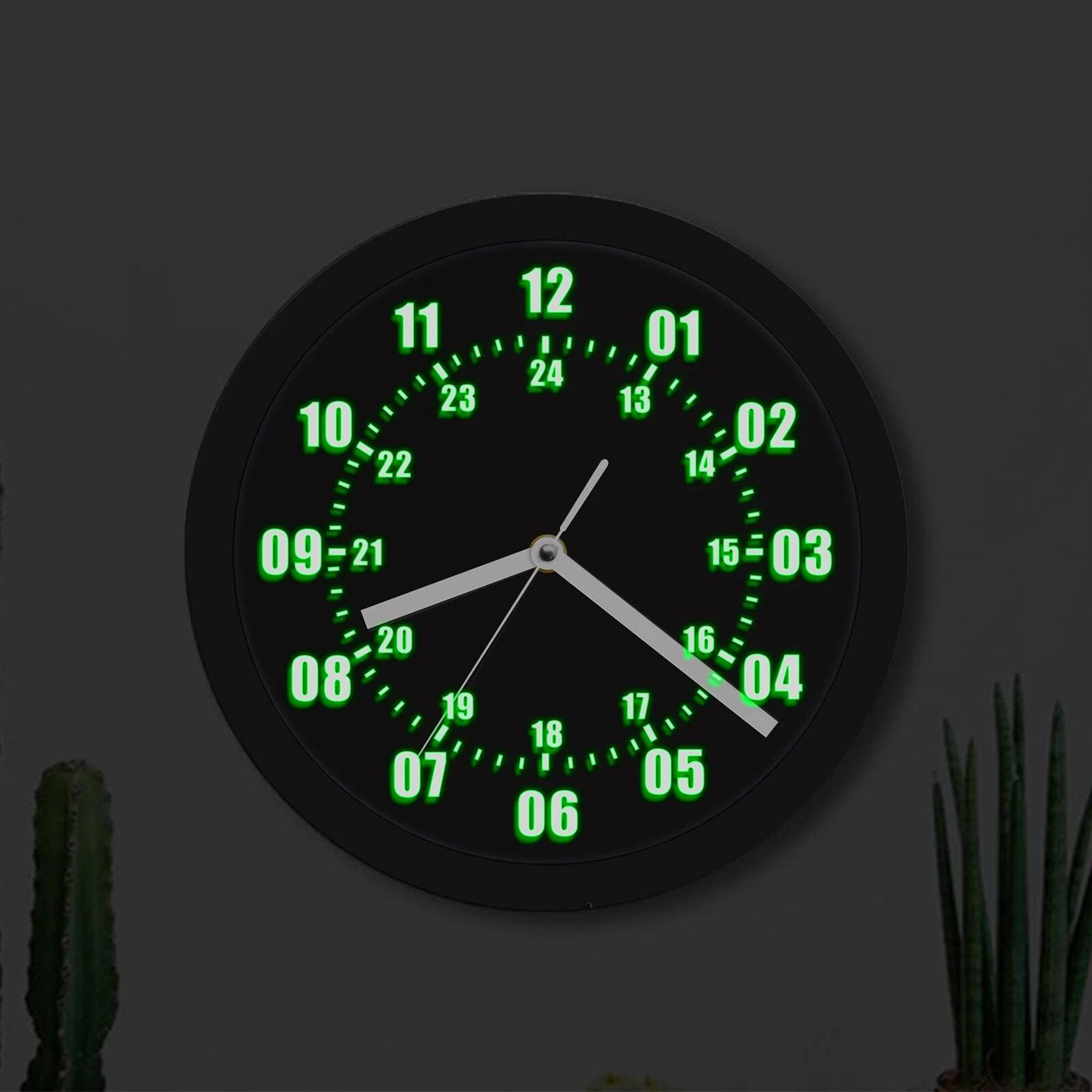 military time wall clock with hour display led backlight and remote control