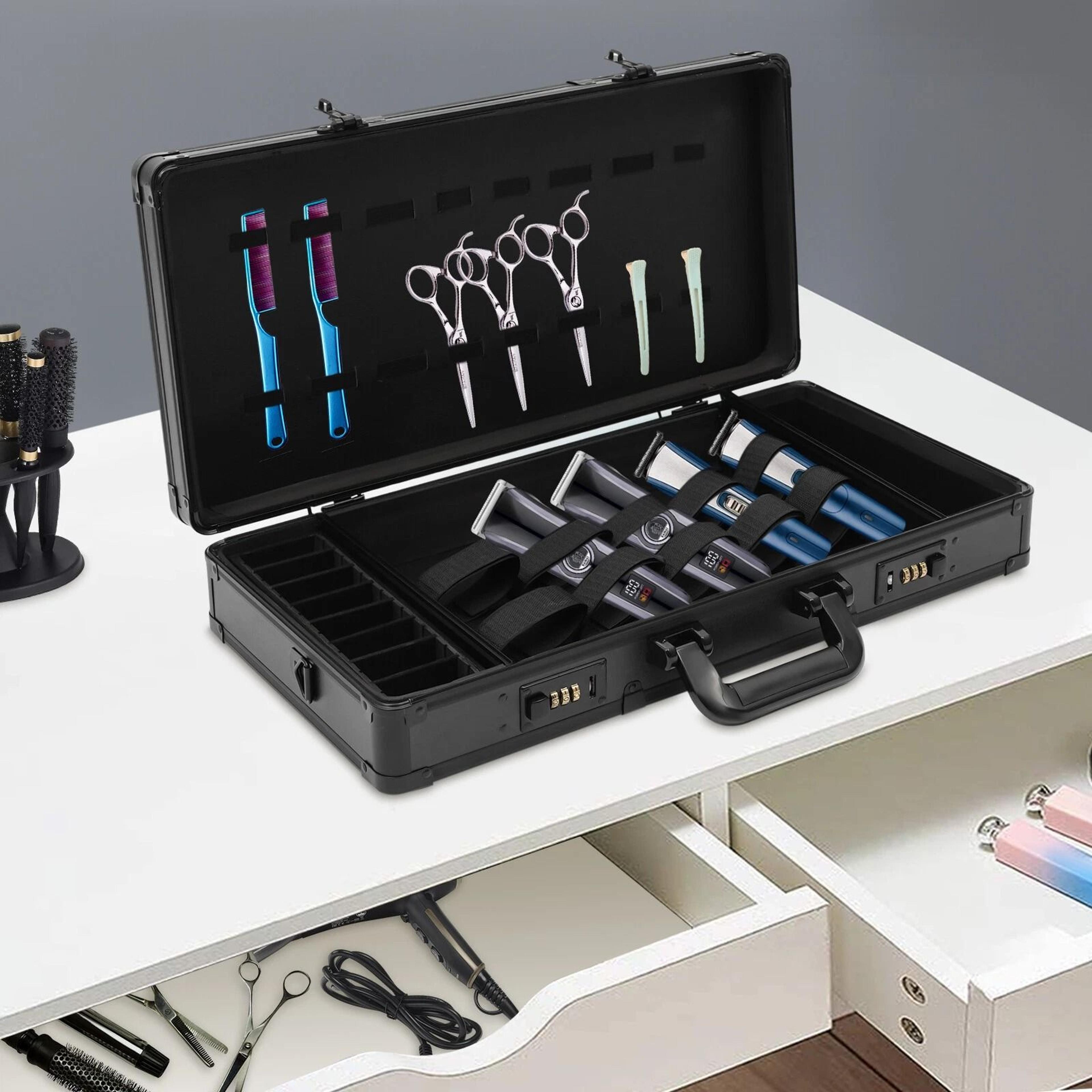 professional barber carrying case for clippers trimmers scissors and combs