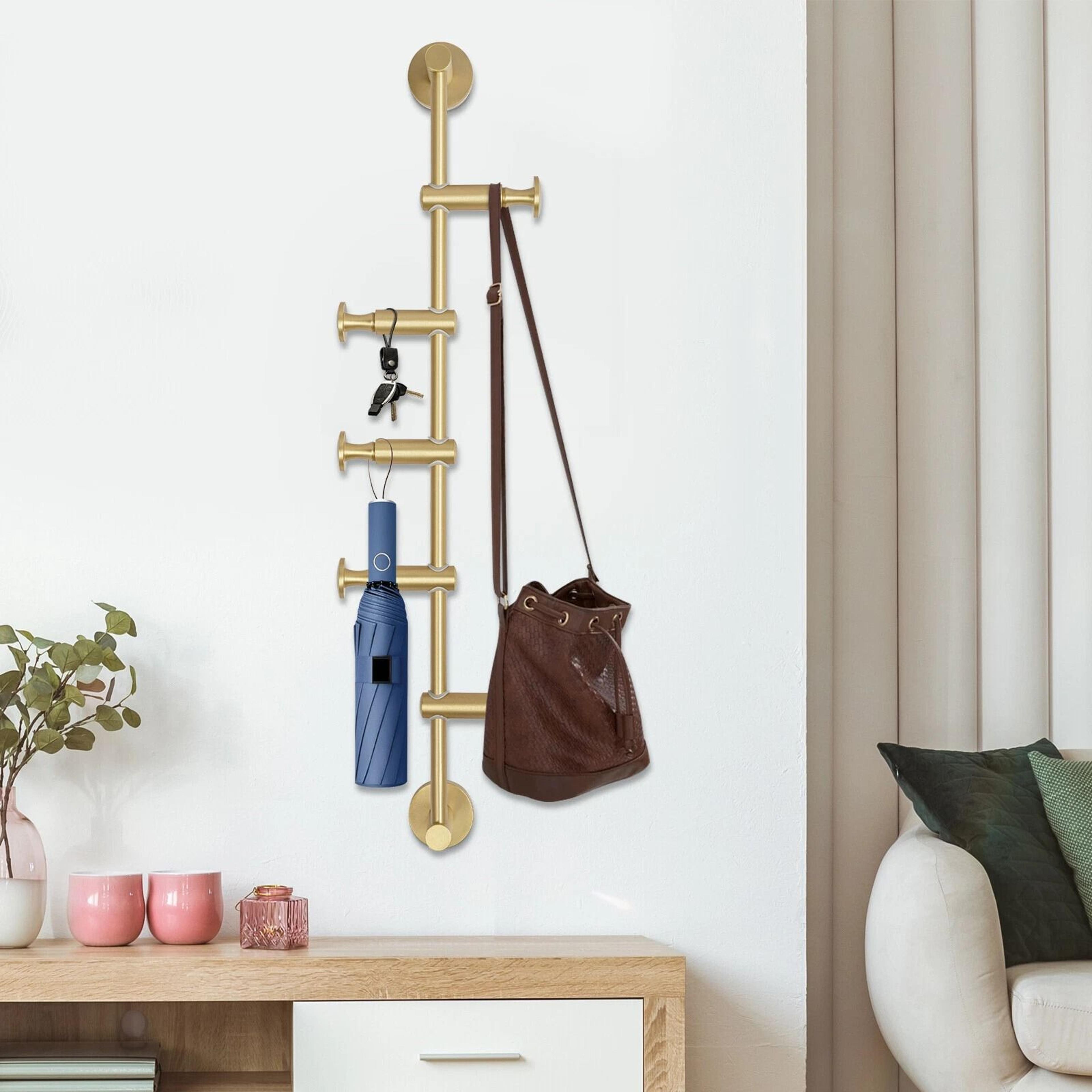 brass wall mounted vertical wall coat rack hook adjustable hook coat rack for coats, hats & umbrellas