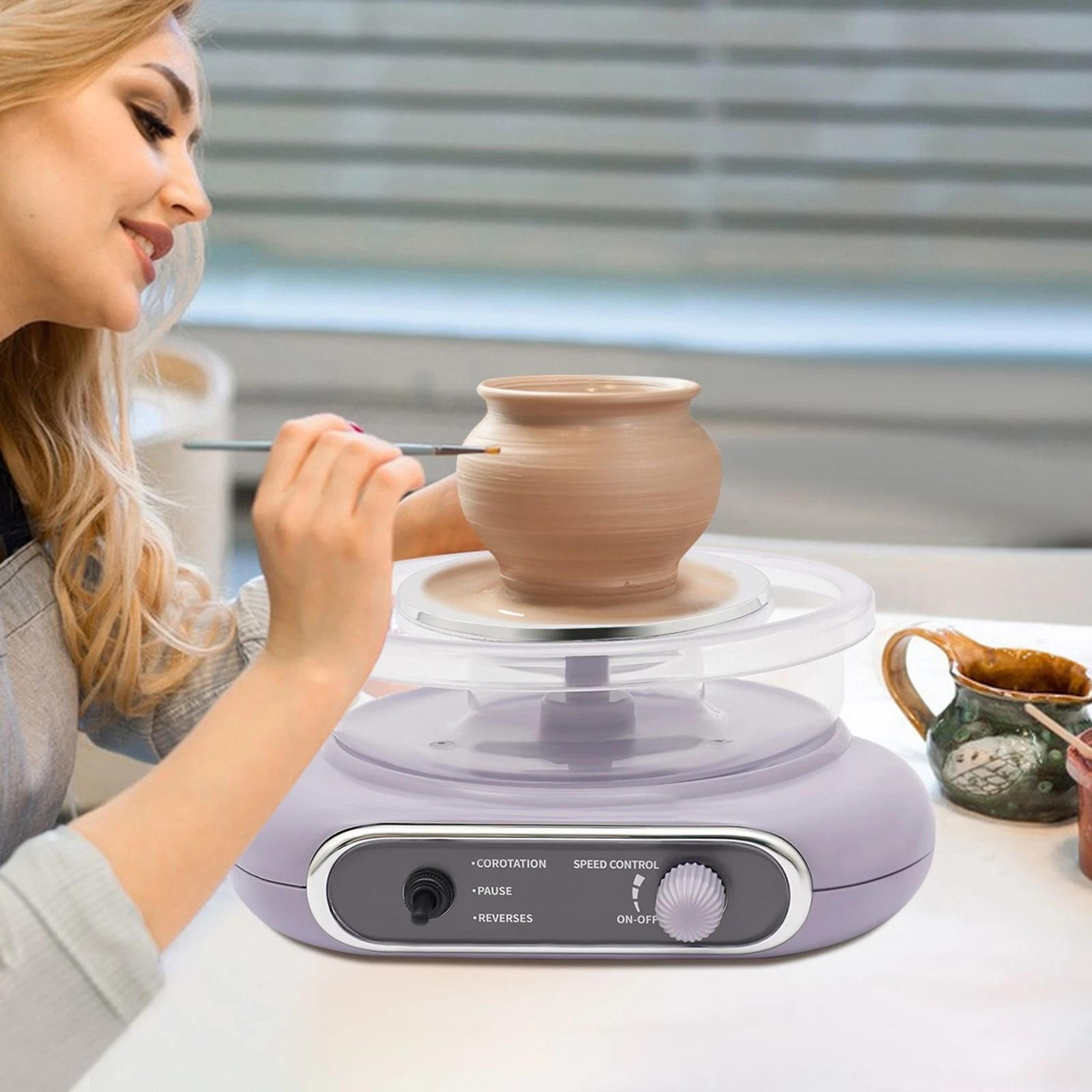 electric adjustable speed mini pottery wheel machine complete clay craft kit