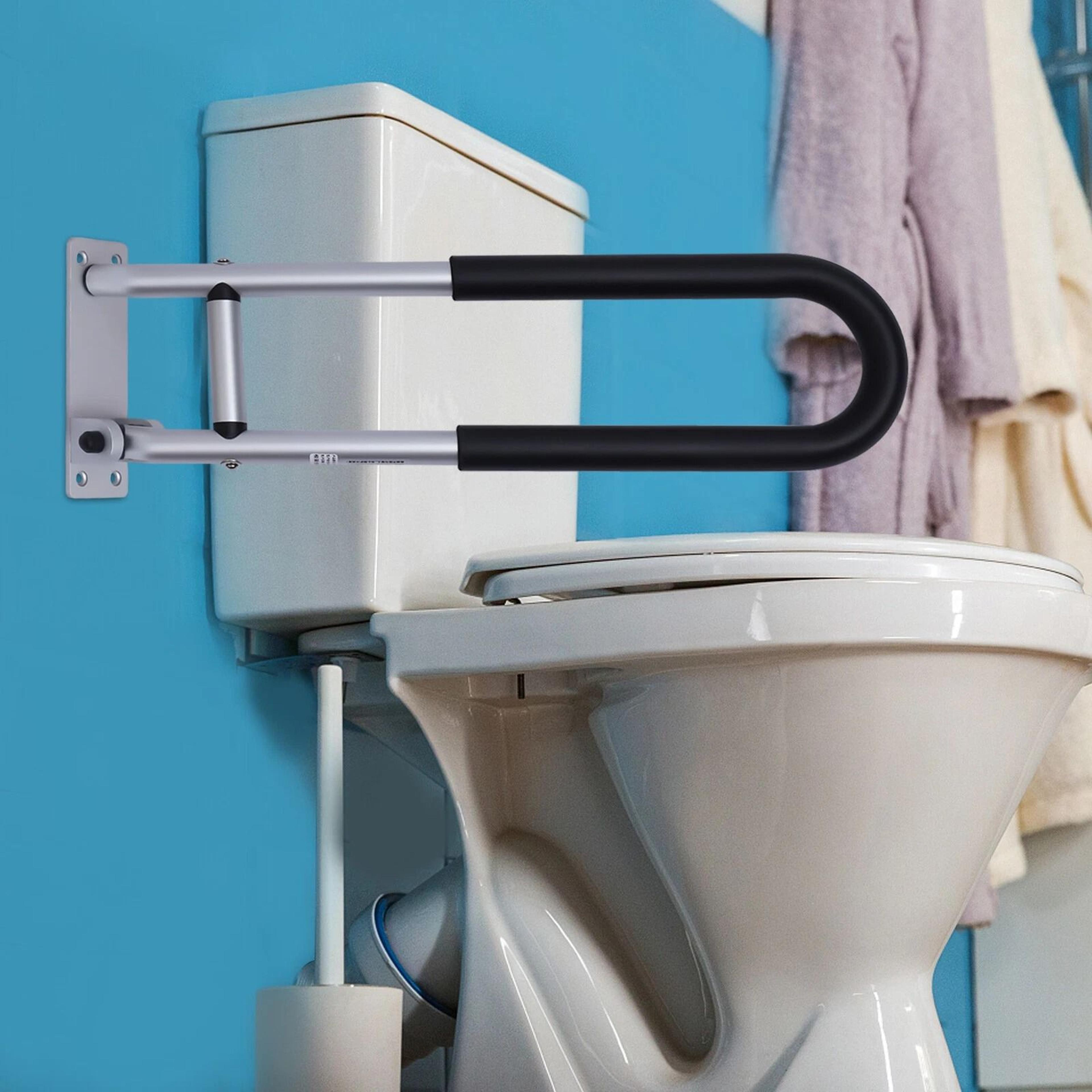 folding bathroom safety grab bar for handicap toilets support handrail