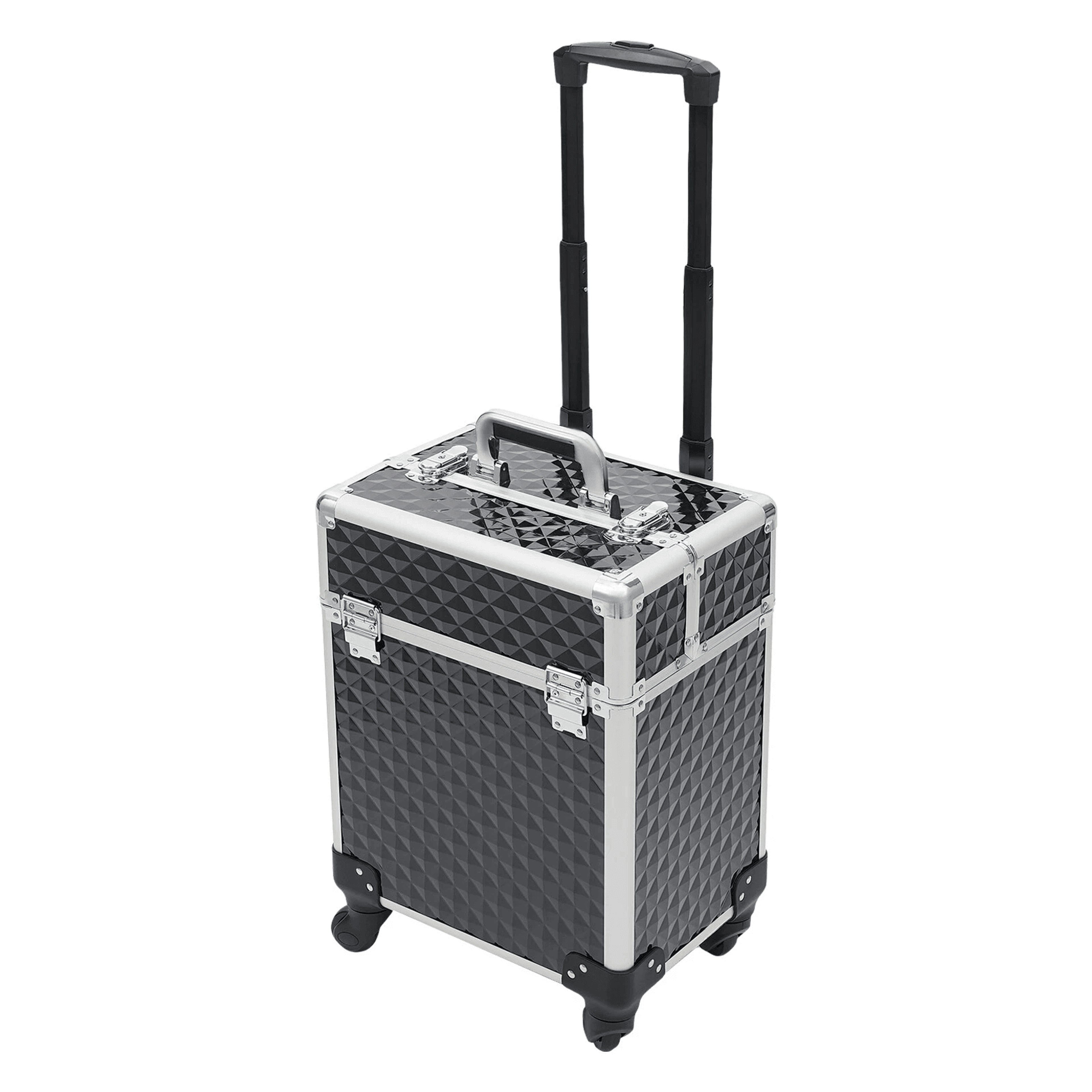 Professional Aluminum Rolling Makeup Case Large Capacity Wheeled Makeup Storage 5