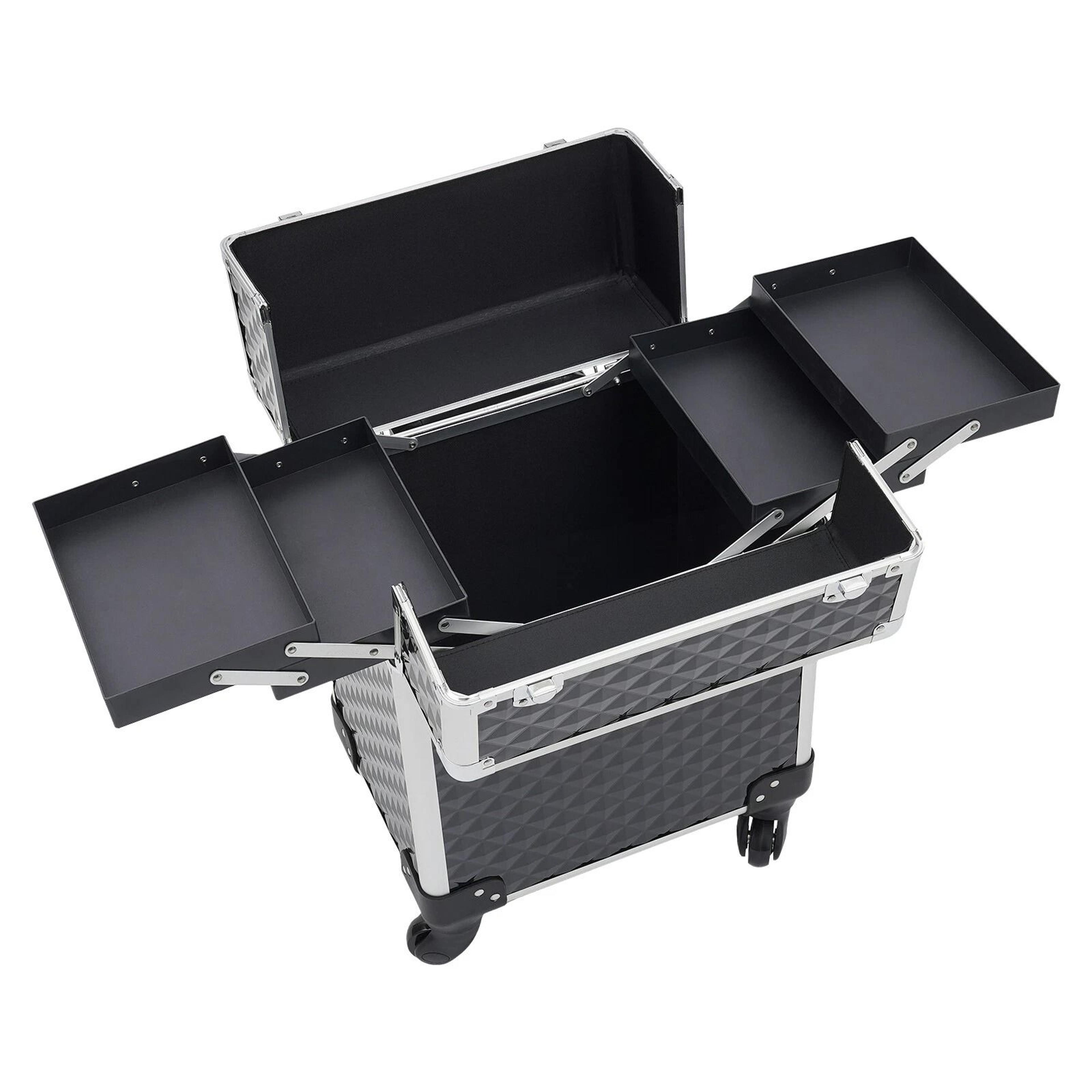 Professional Aluminum Rolling Makeup Case Large Capacity Wheeled Makeup Storage 6