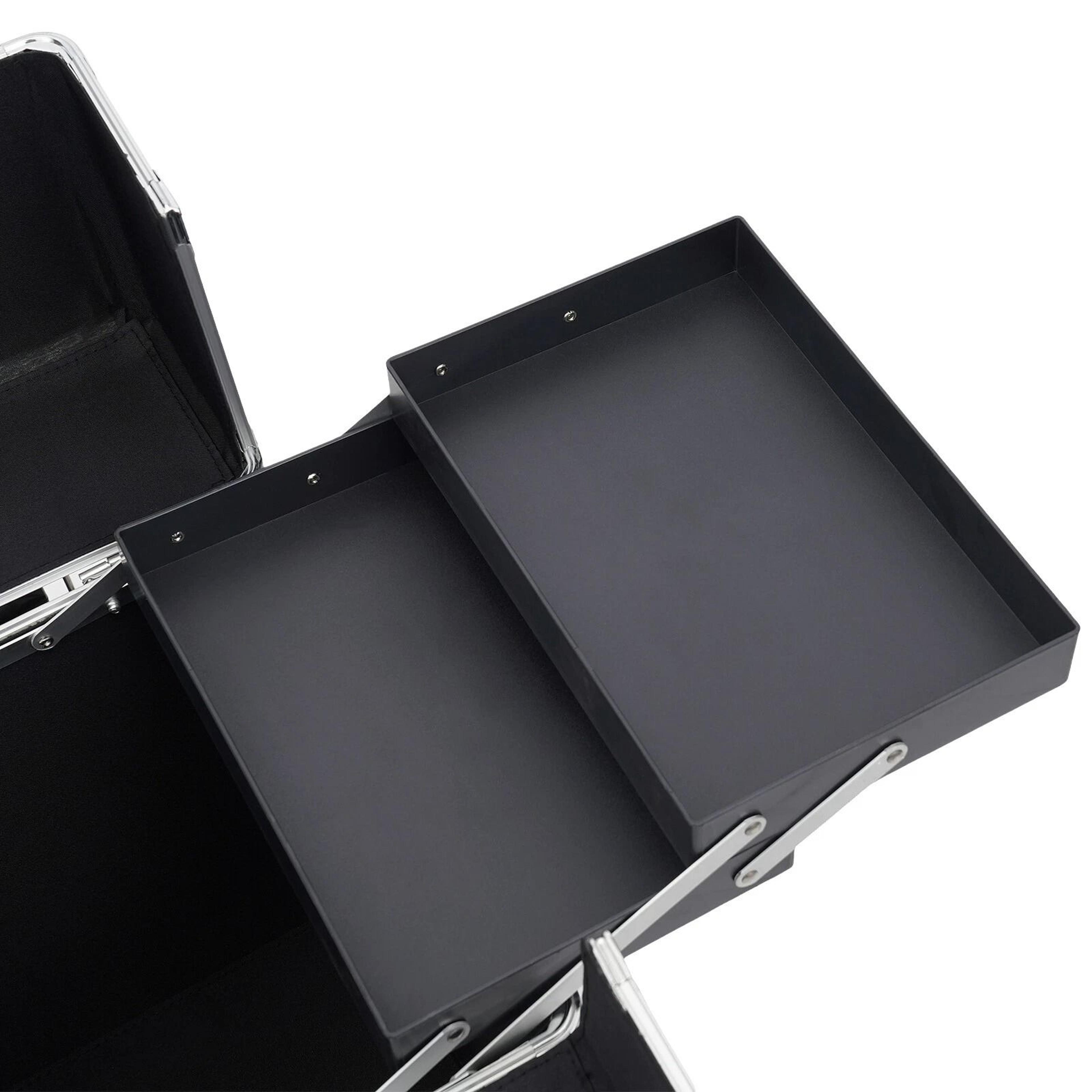 Professional Aluminum Rolling Makeup Case Large Capacity Wheeled Makeup Storage 9