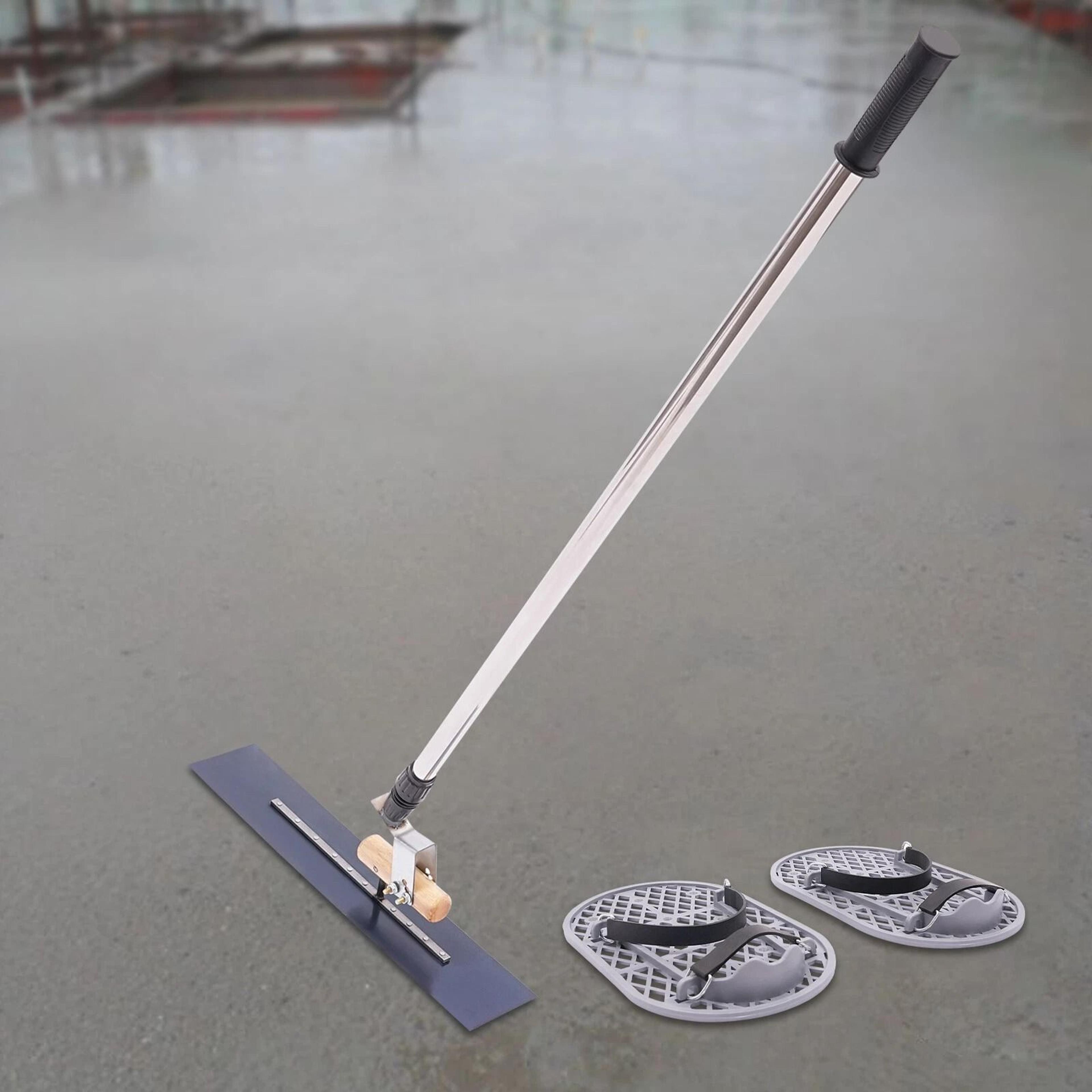 professional long handle concrete trowel & concrete finishing tool with adjustable telescopic handle and cement surface