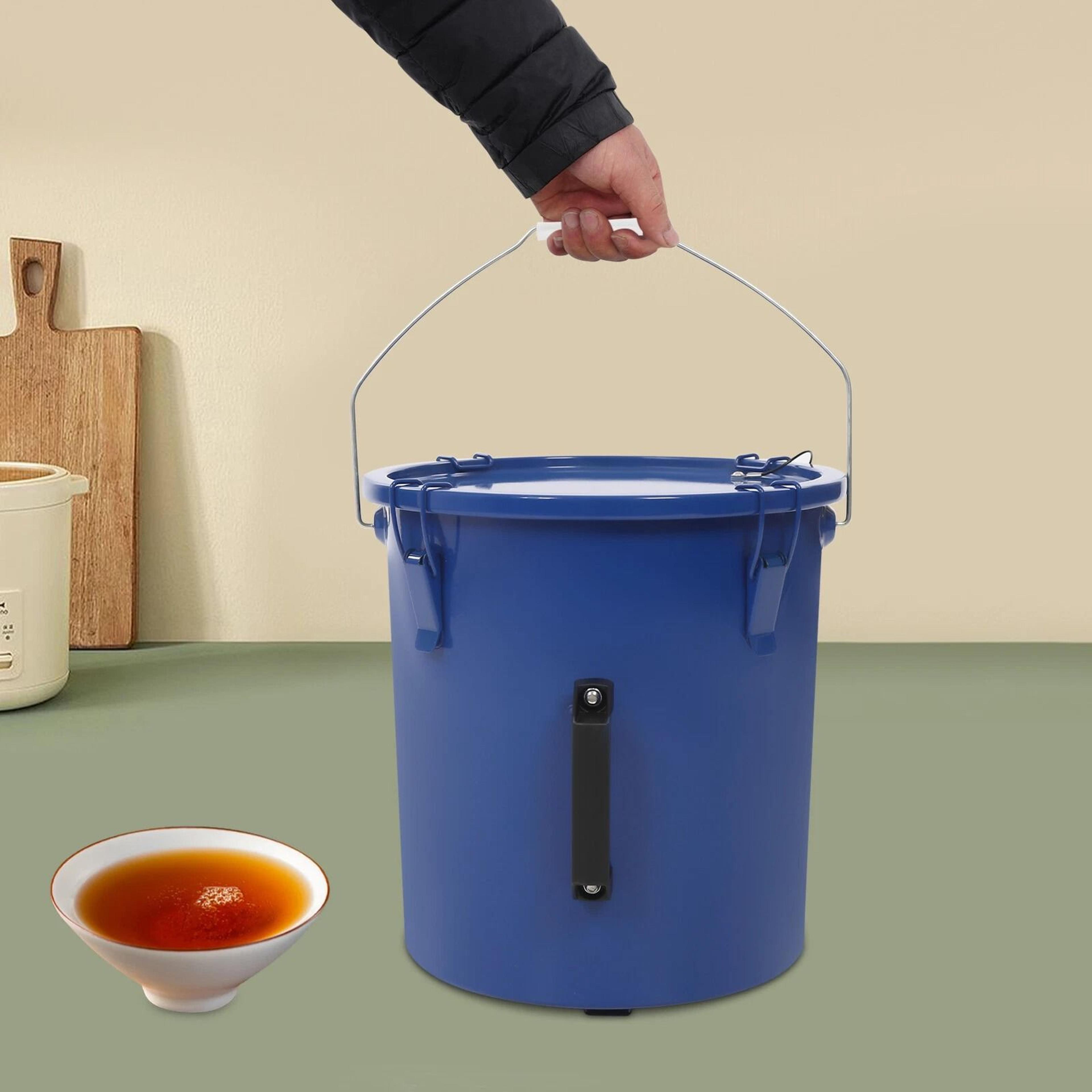 gallon fryer grease bucket oil disposal caddy with lid & filter bag