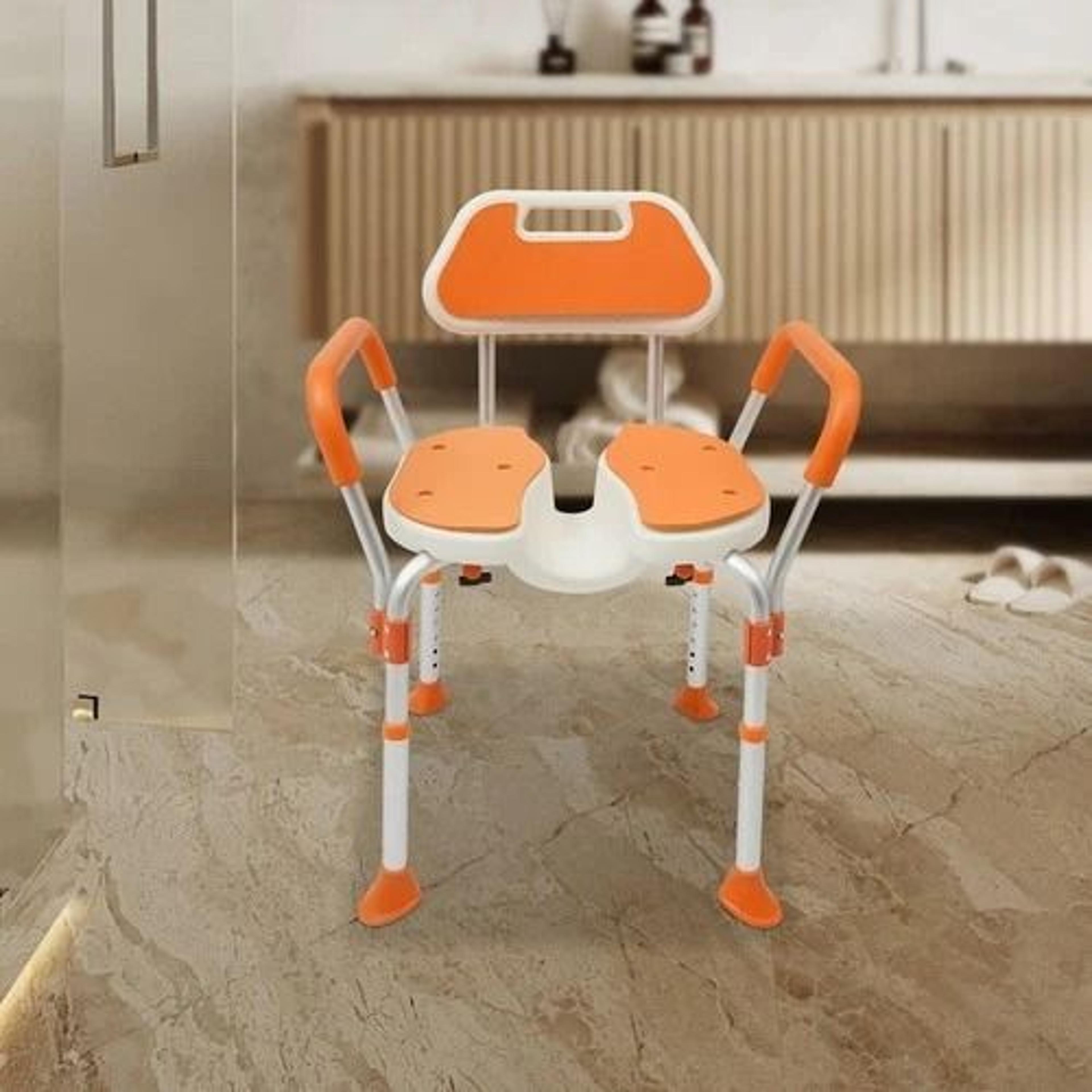 Adjustable Shower Chair For Seniors With Backrest And Armrests Heavy Duty Safety Seat 1