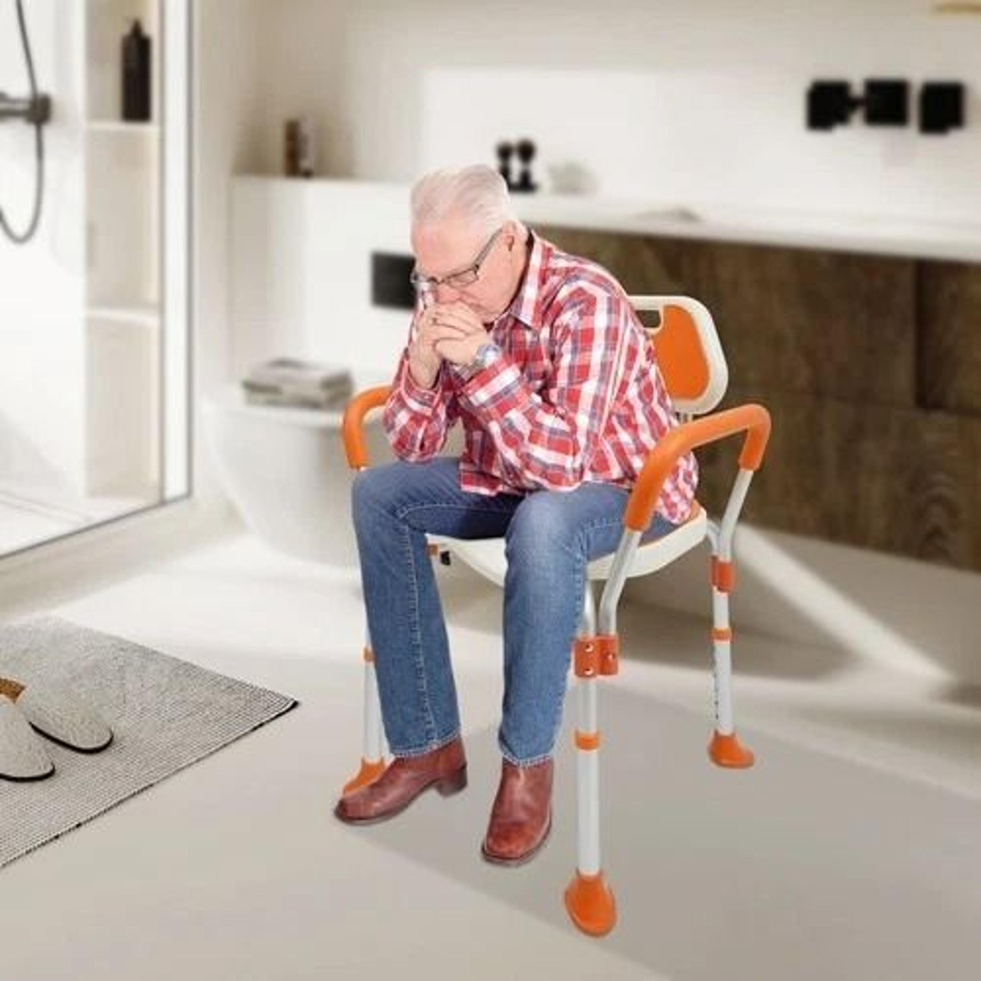 Adjustable Shower Chair For Seniors With Backrest And Armrests Heavy Duty Safety Seat 6