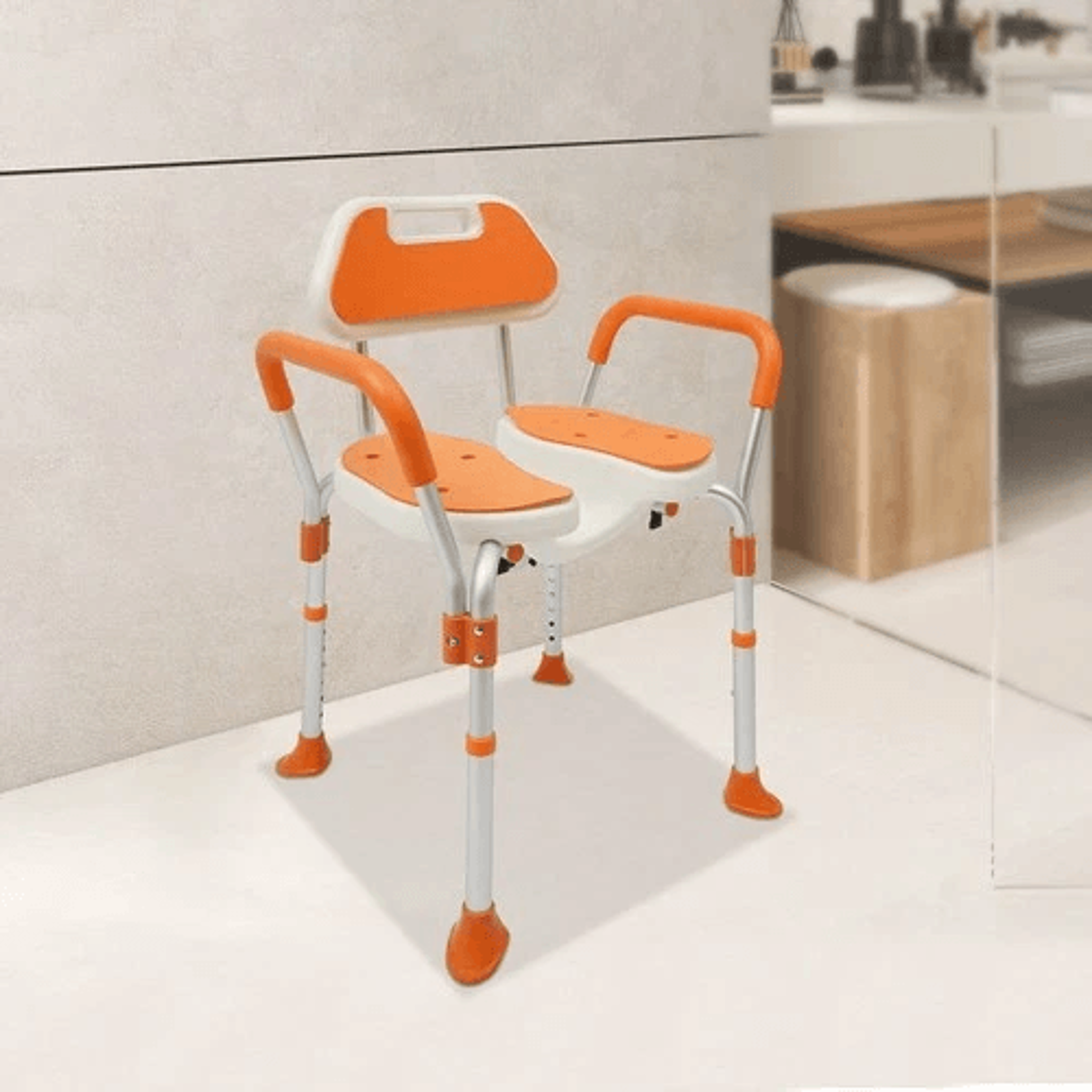 Adjustable Shower Chair For Seniors With Backrest And Armrests Heavy Duty Safety Seat 3