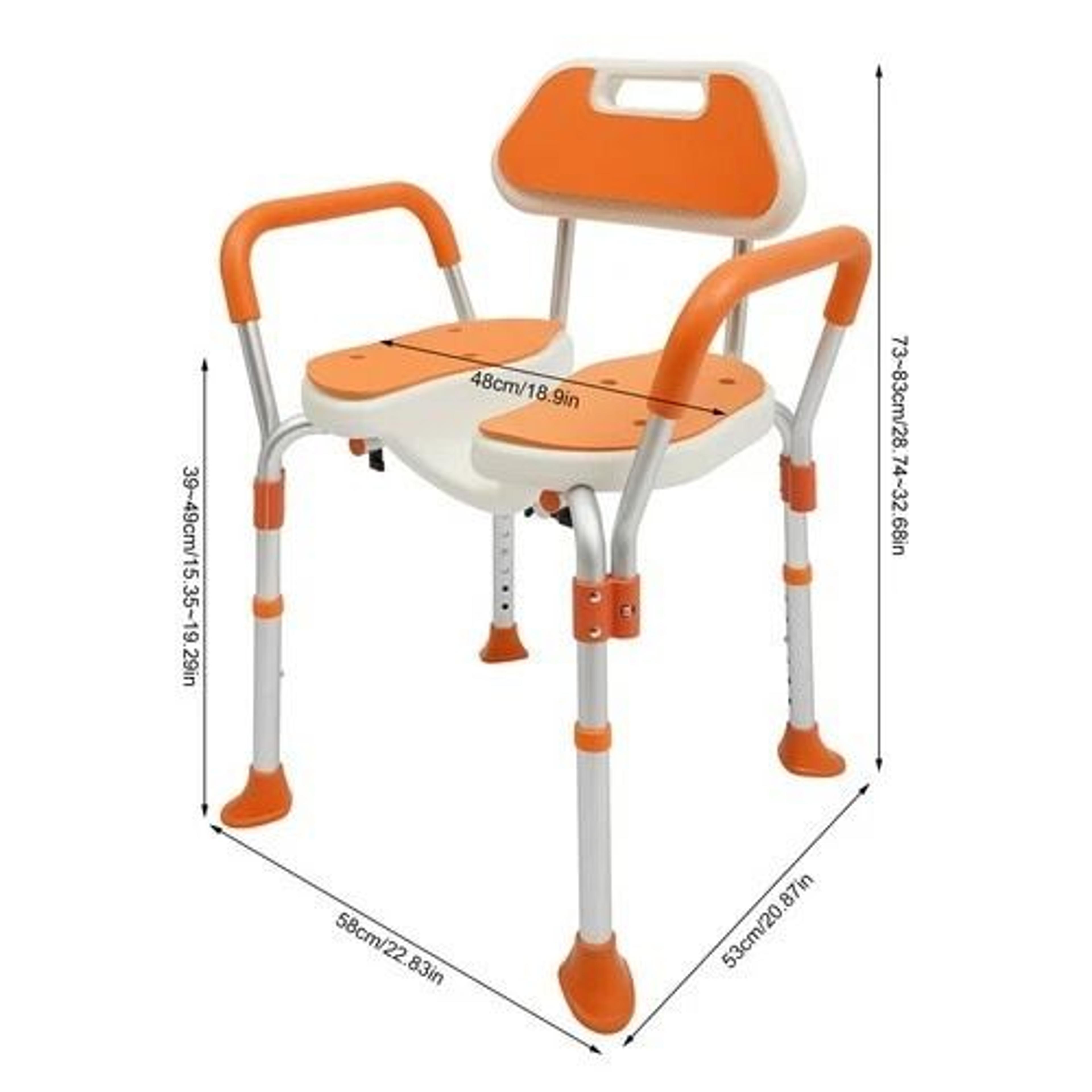 Adjustable Shower Chair For Seniors With Backrest And Armrests Heavy Duty Safety Seat 20