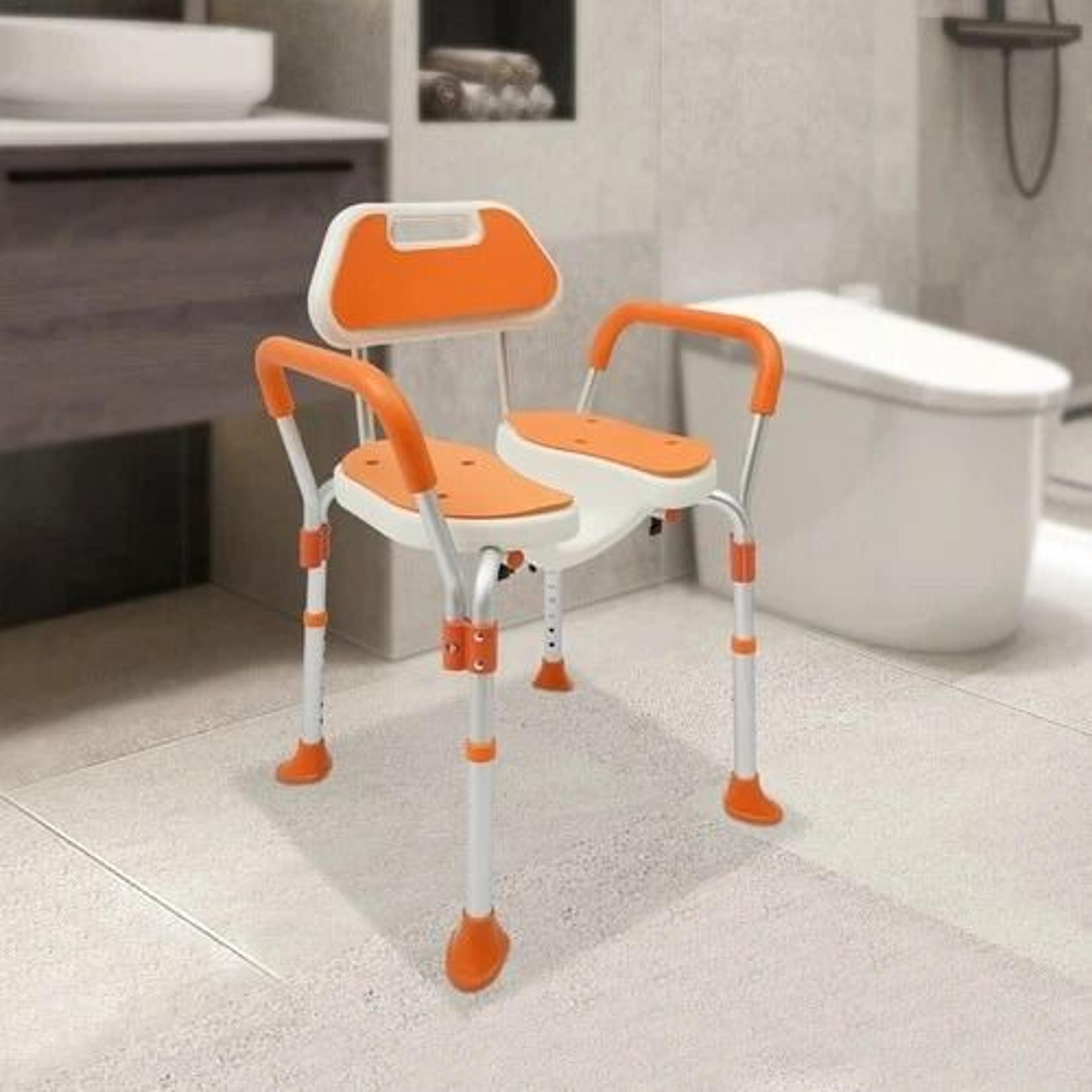 adjustable shower chair for seniors with backrest and armrests heavy duty safety seat