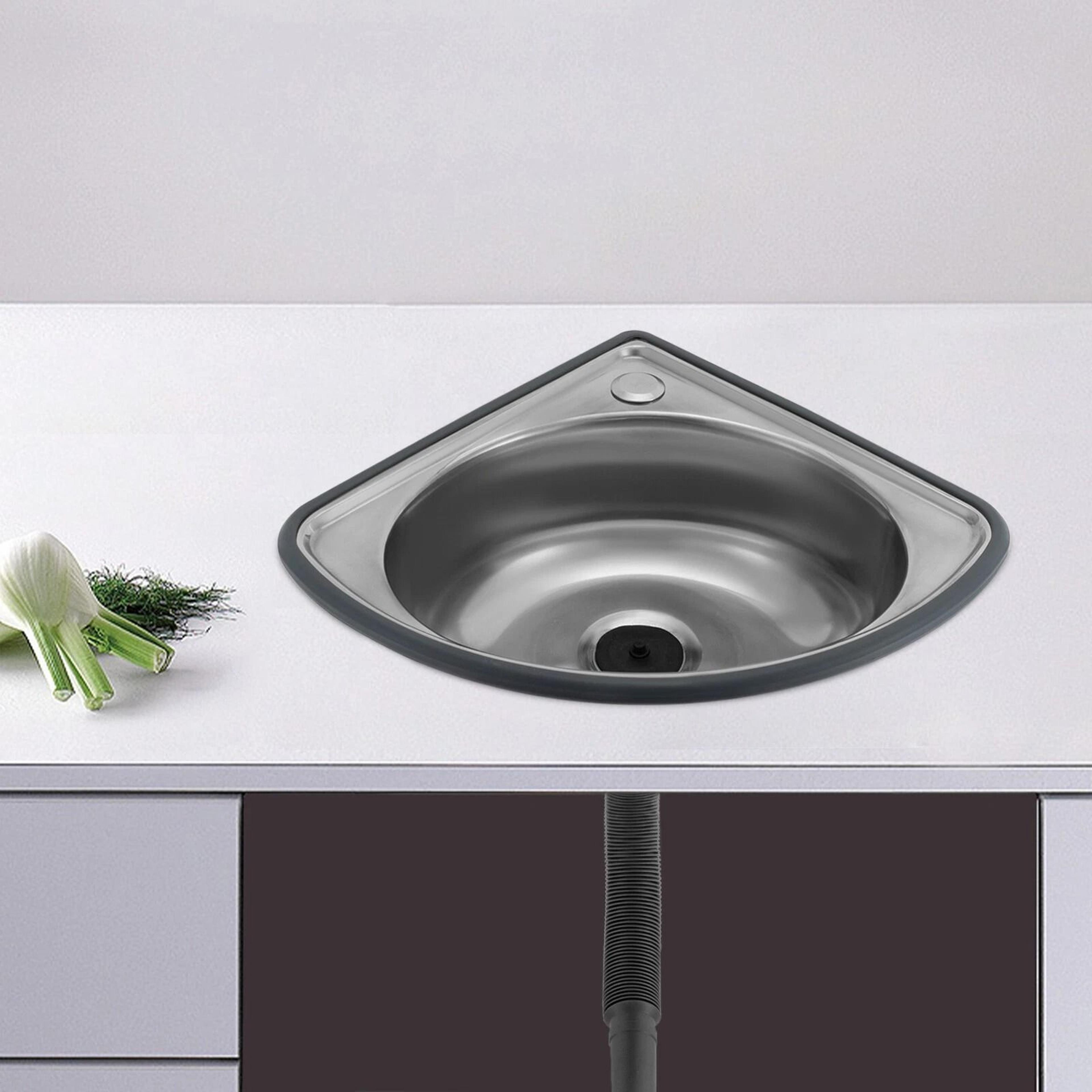 Premium Stainless Steel Corner Bar Sink Space Saving RV Kitchen  Bathroom Sink 1