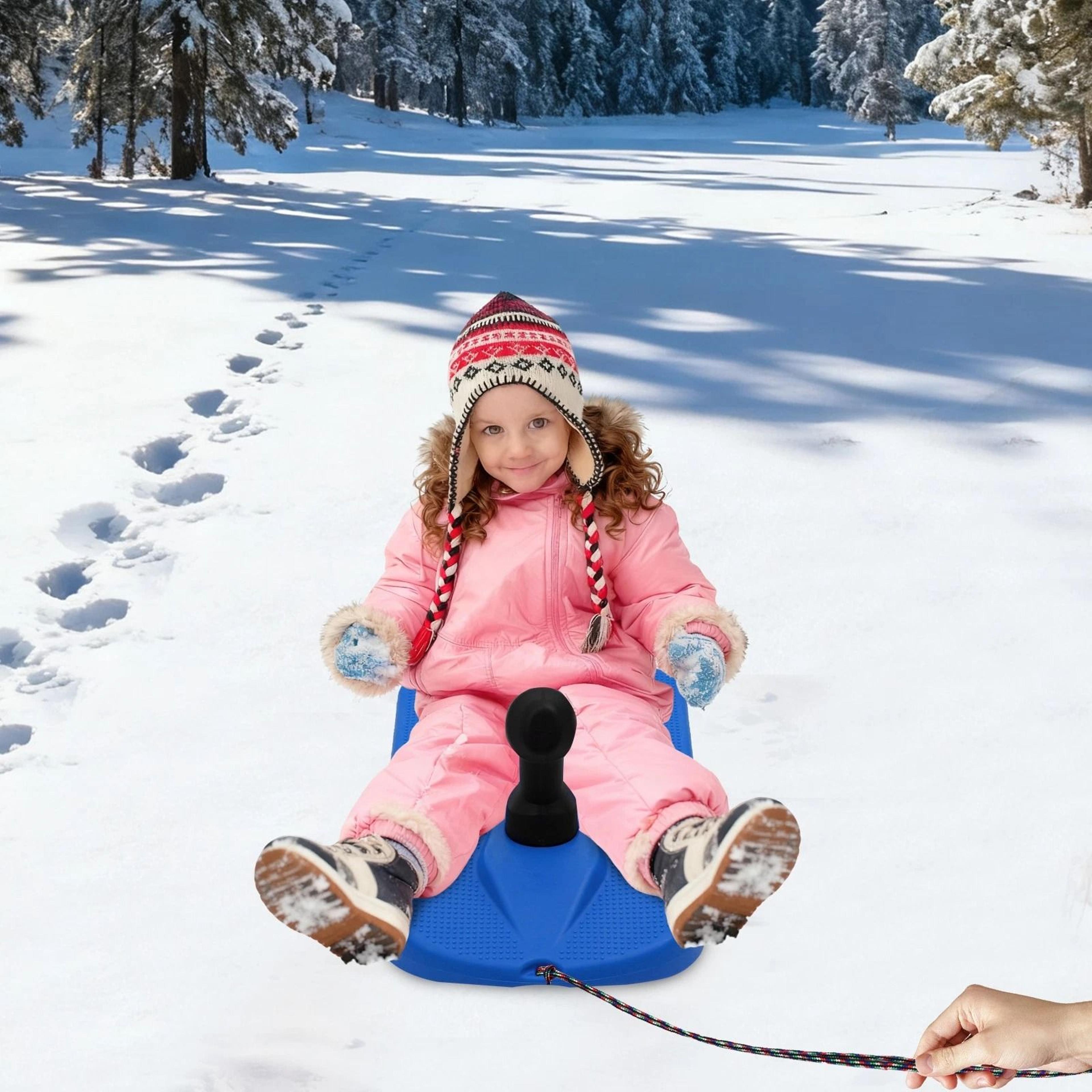 Premium Kids Snow Sled Board With Handle Durable Winter Snowboard For Sledding Fun 14