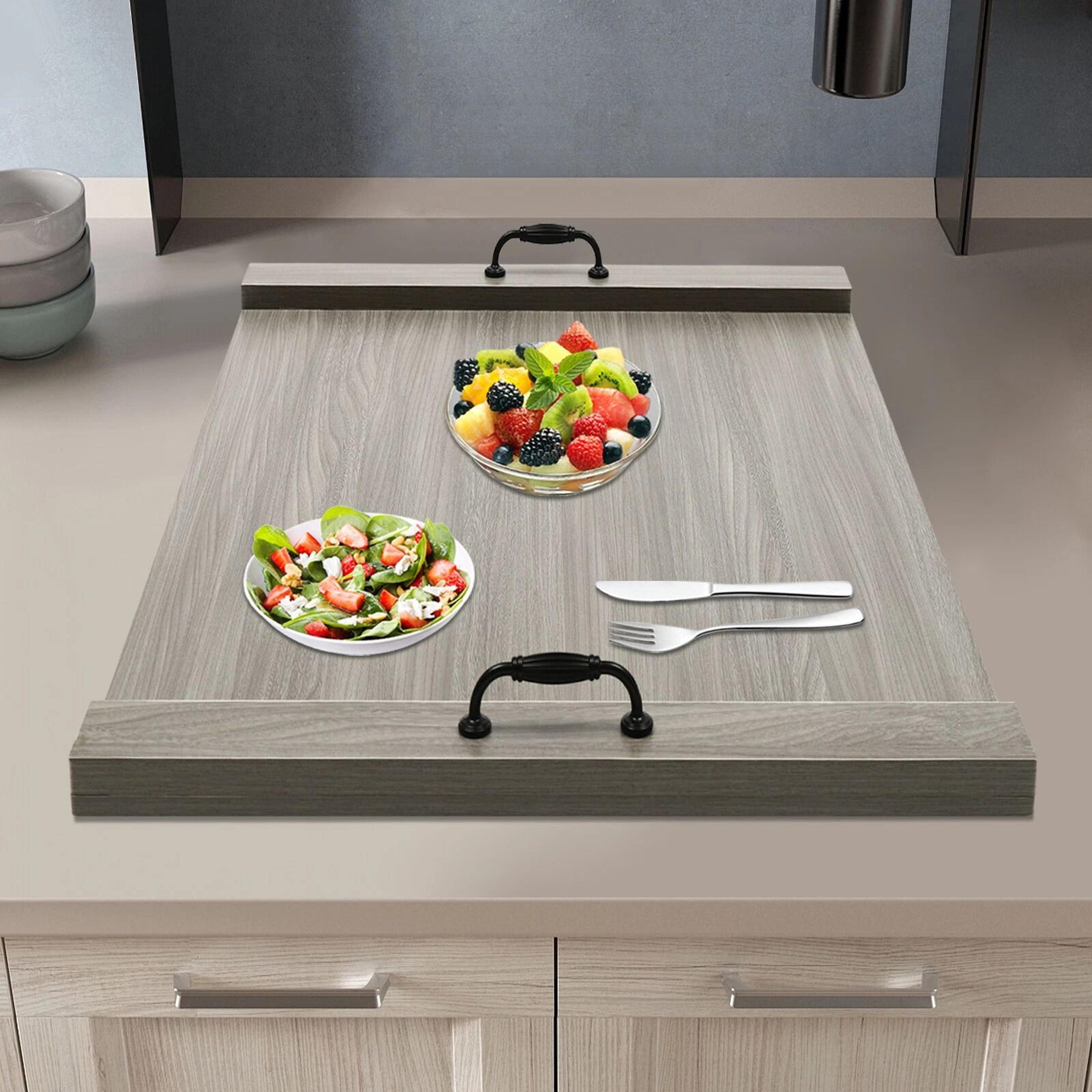 premium kitchen wooden stove top cover & noodle board for gas or electric stove space saving counter extender
