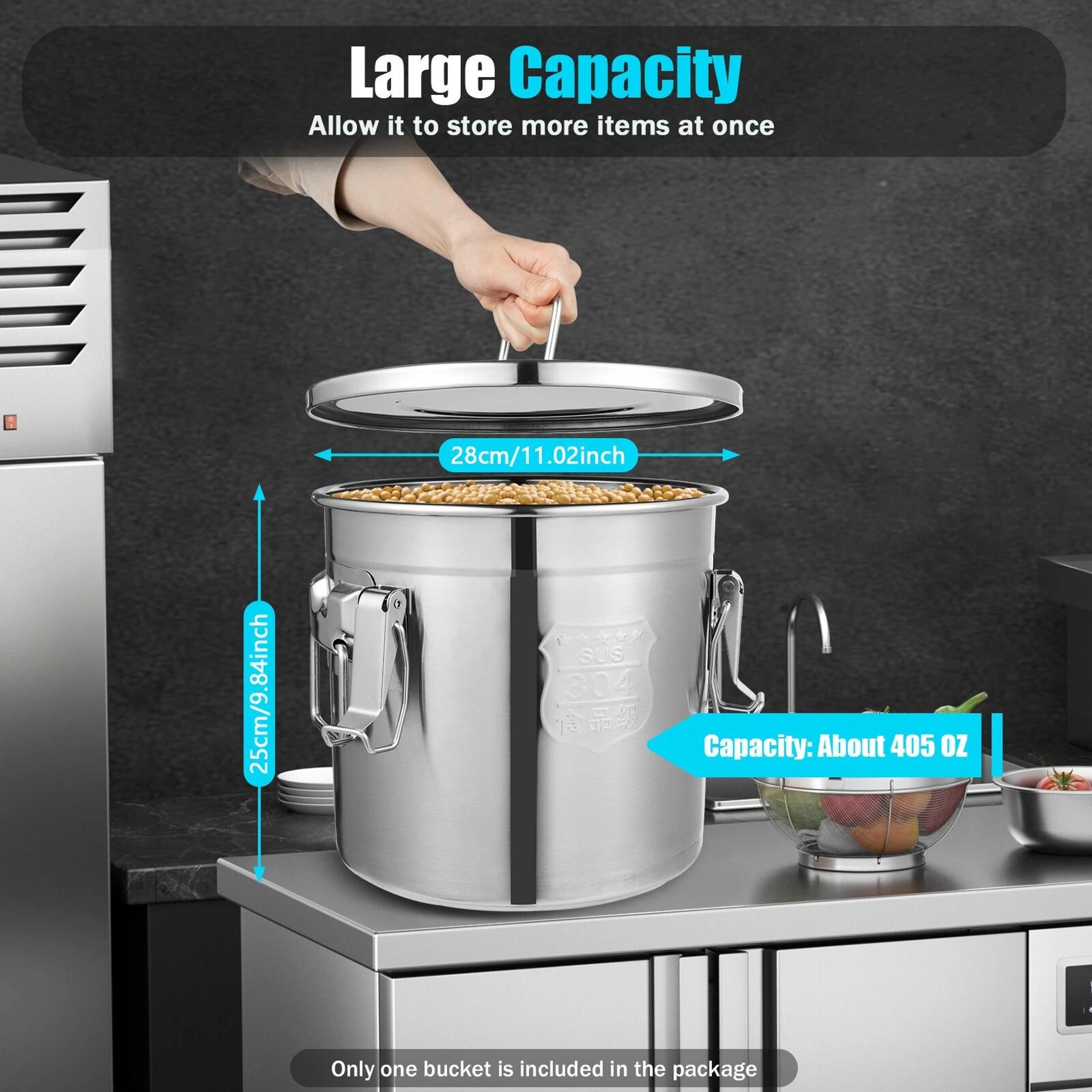 Premium Stainless Steel Food Storage Container Airtight Kitchen Grain Storage Bucket 11