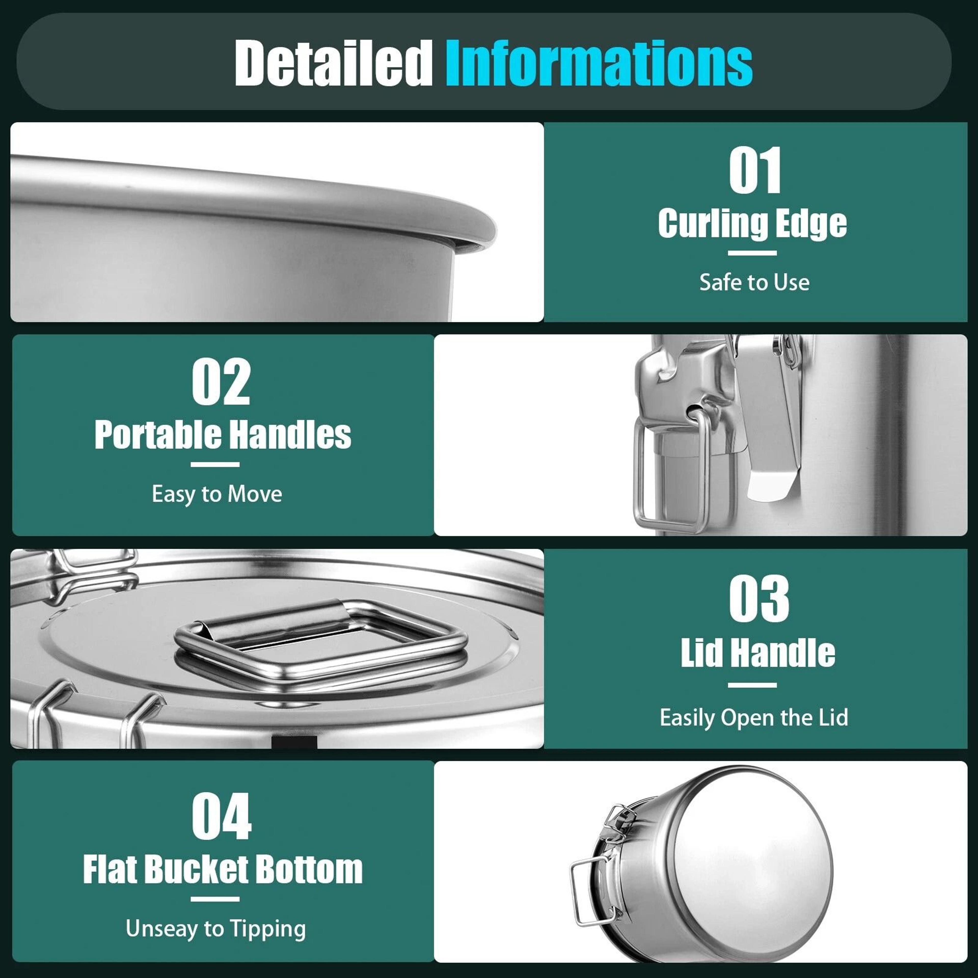 Premium Stainless Steel Food Storage Container Airtight Kitchen Grain Storage Bucket 9