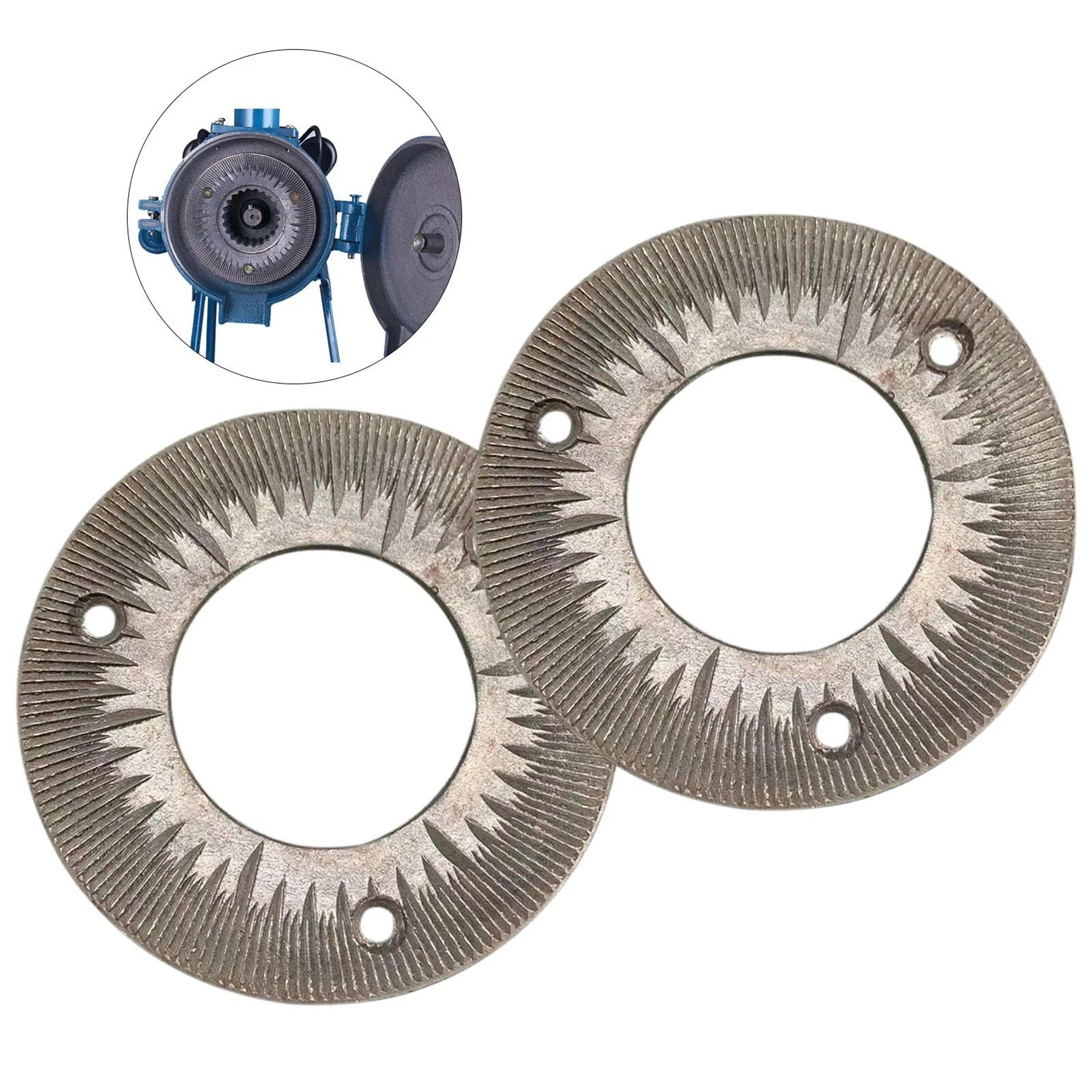 Premium Grain Mill Grinding Plates Replacement Set Fine Cast Steel Dry Grinding Discs 4