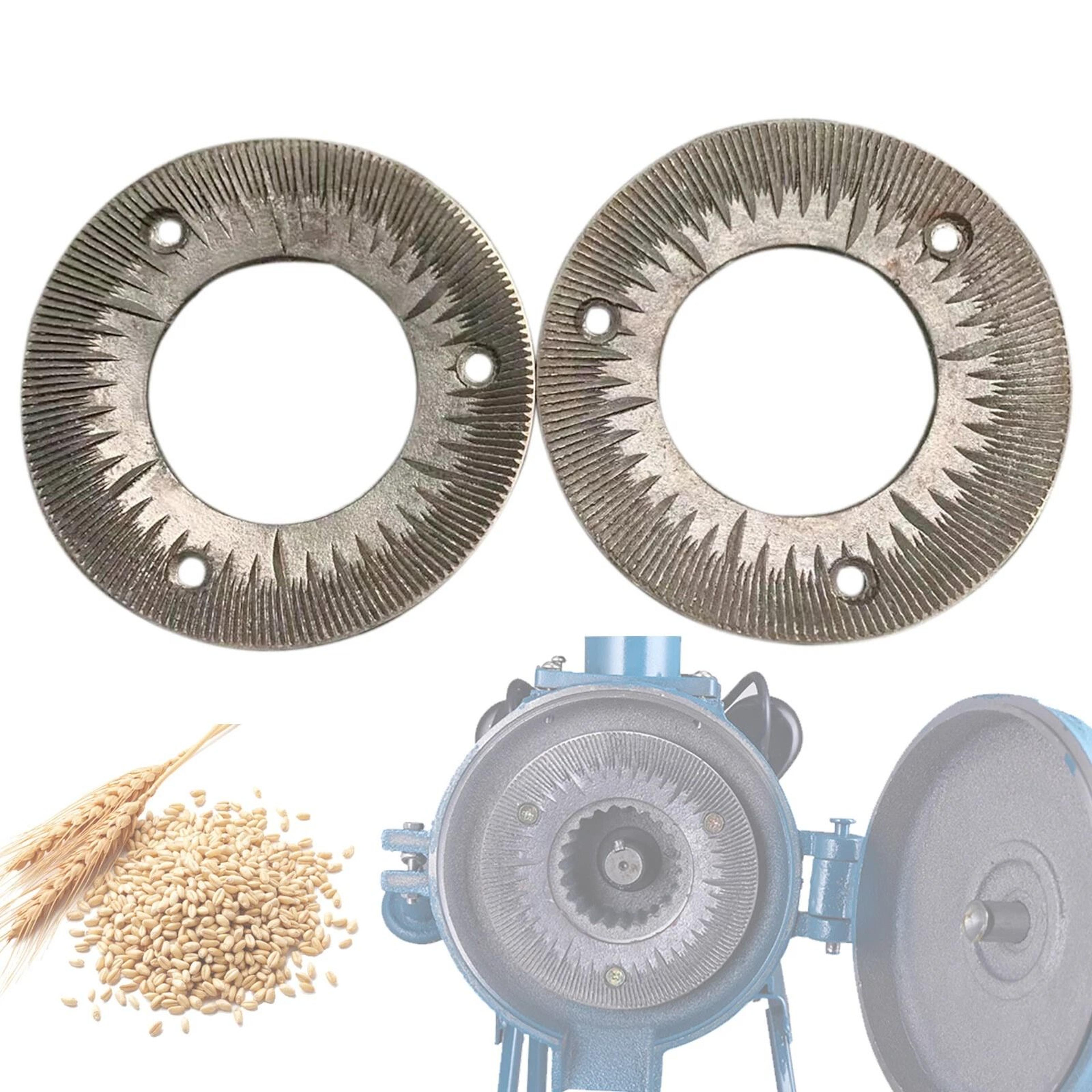 Premium Grain Mill Grinding Plates Replacement Set Fine Cast Steel Dry Grinding Discs 2