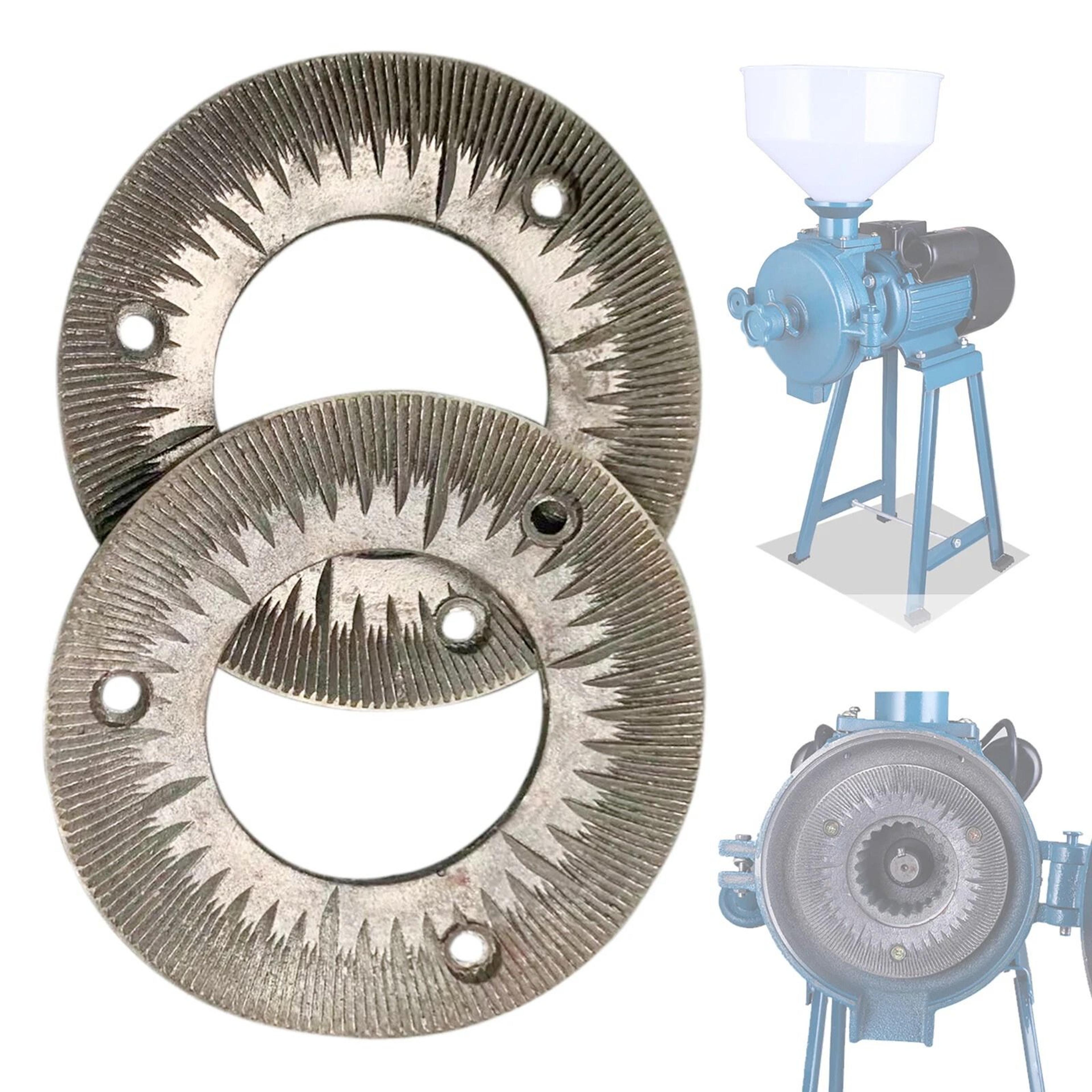 Premium Grain Mill Grinding Plates Replacement Set Fine Cast Steel Dry Grinding Discs 1