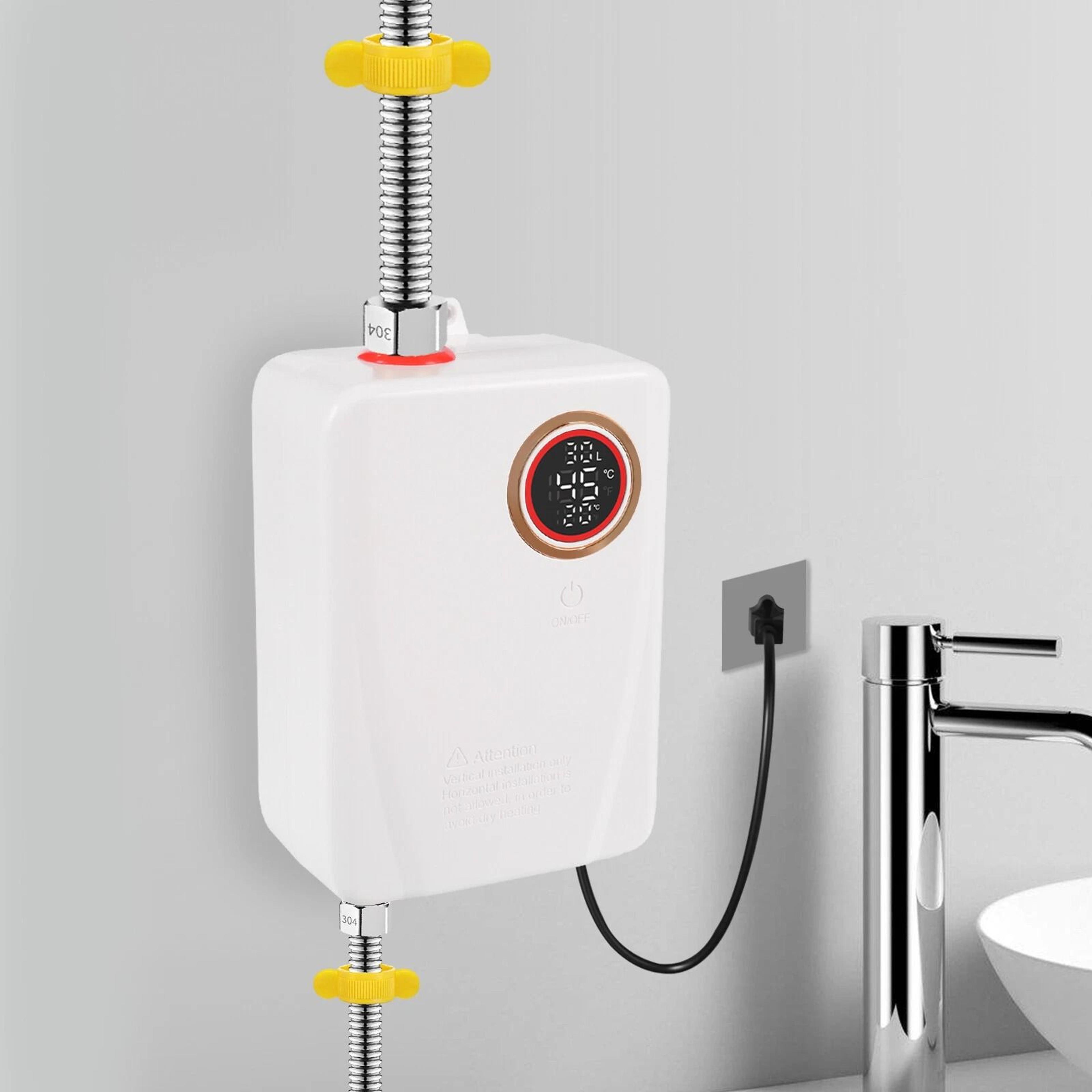 tankless electric water heater compact instant hot water heater white