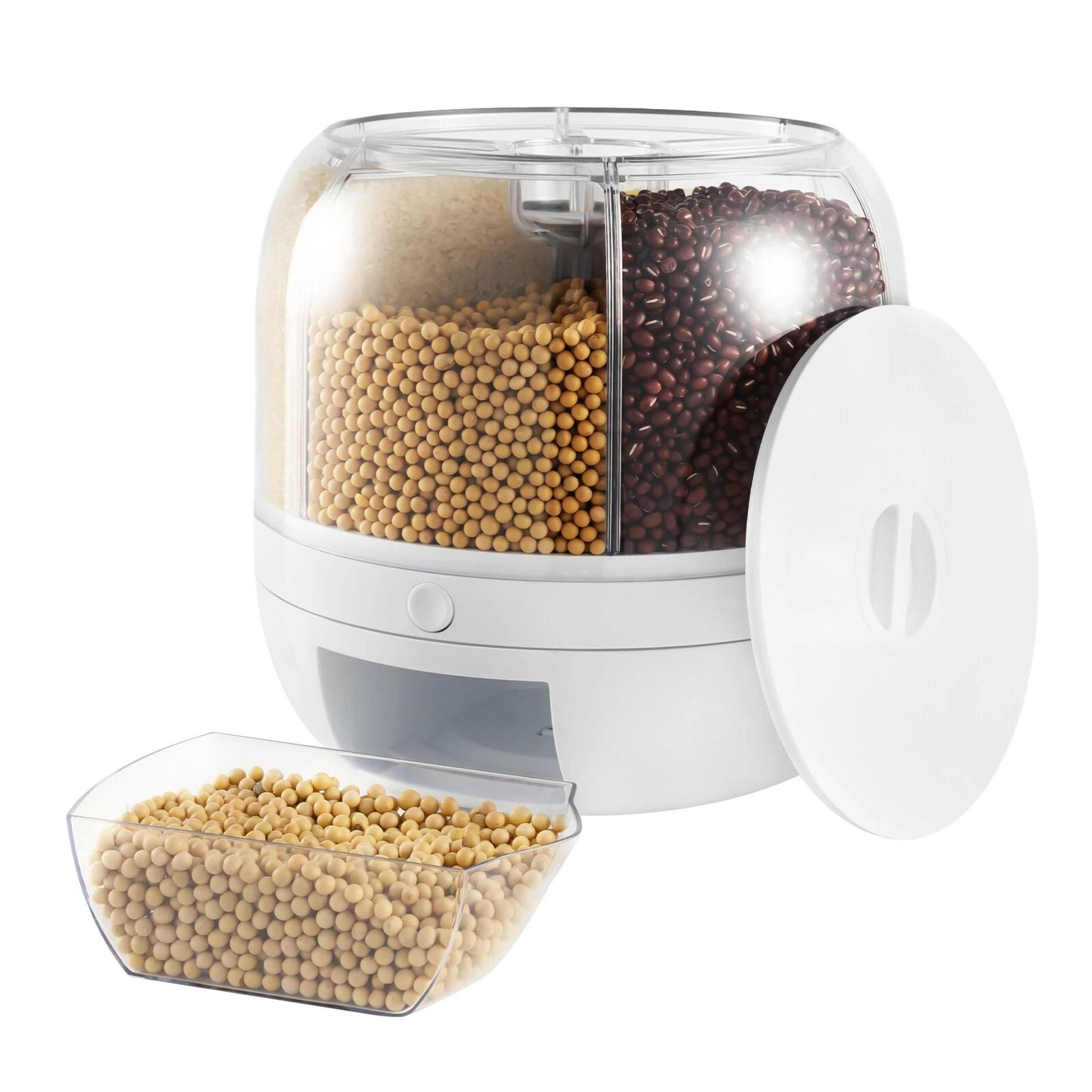 rice dispenser & rotating grain dispenser countertop storage container