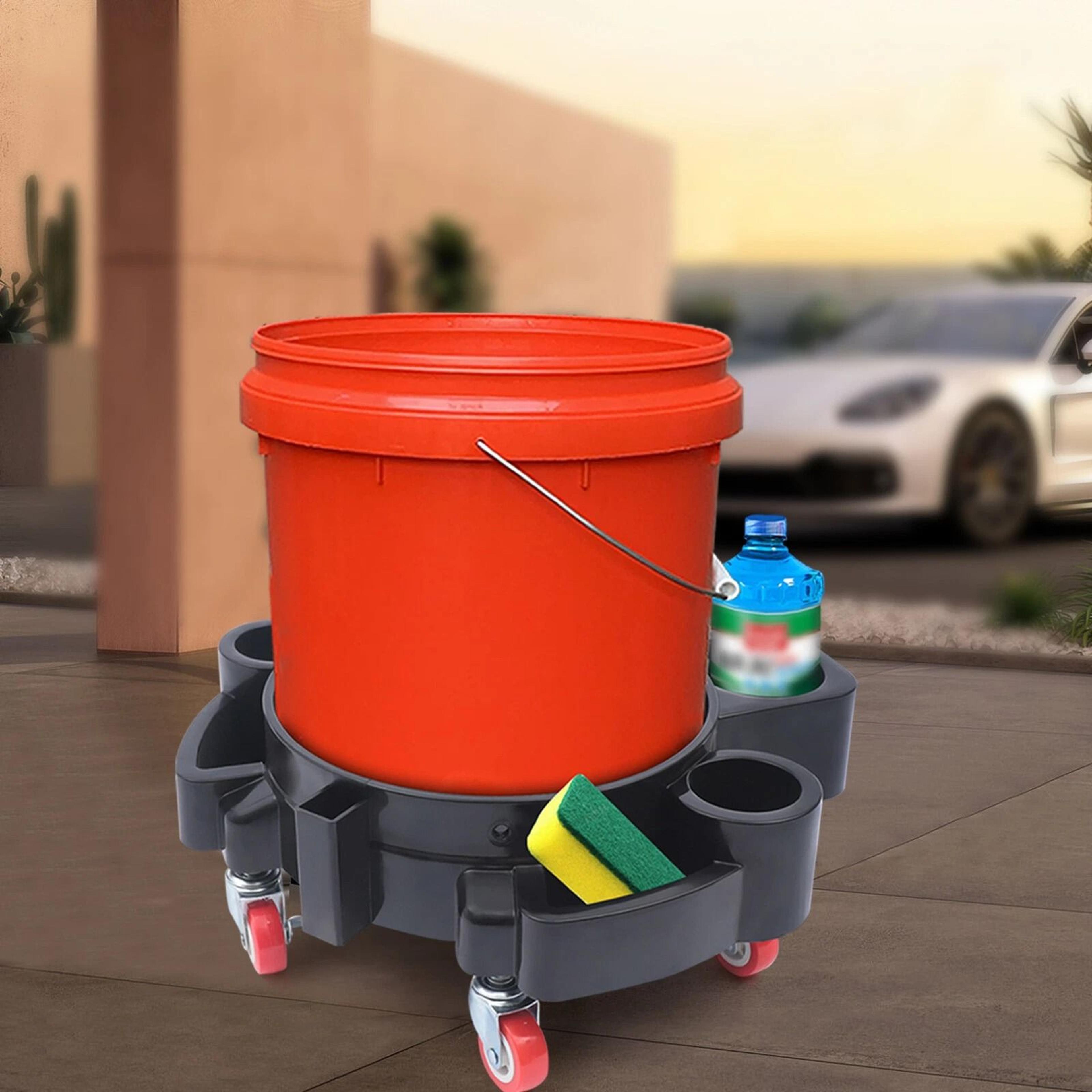 car wash bucket dolly large capacity rolling pail stand for auto detailing