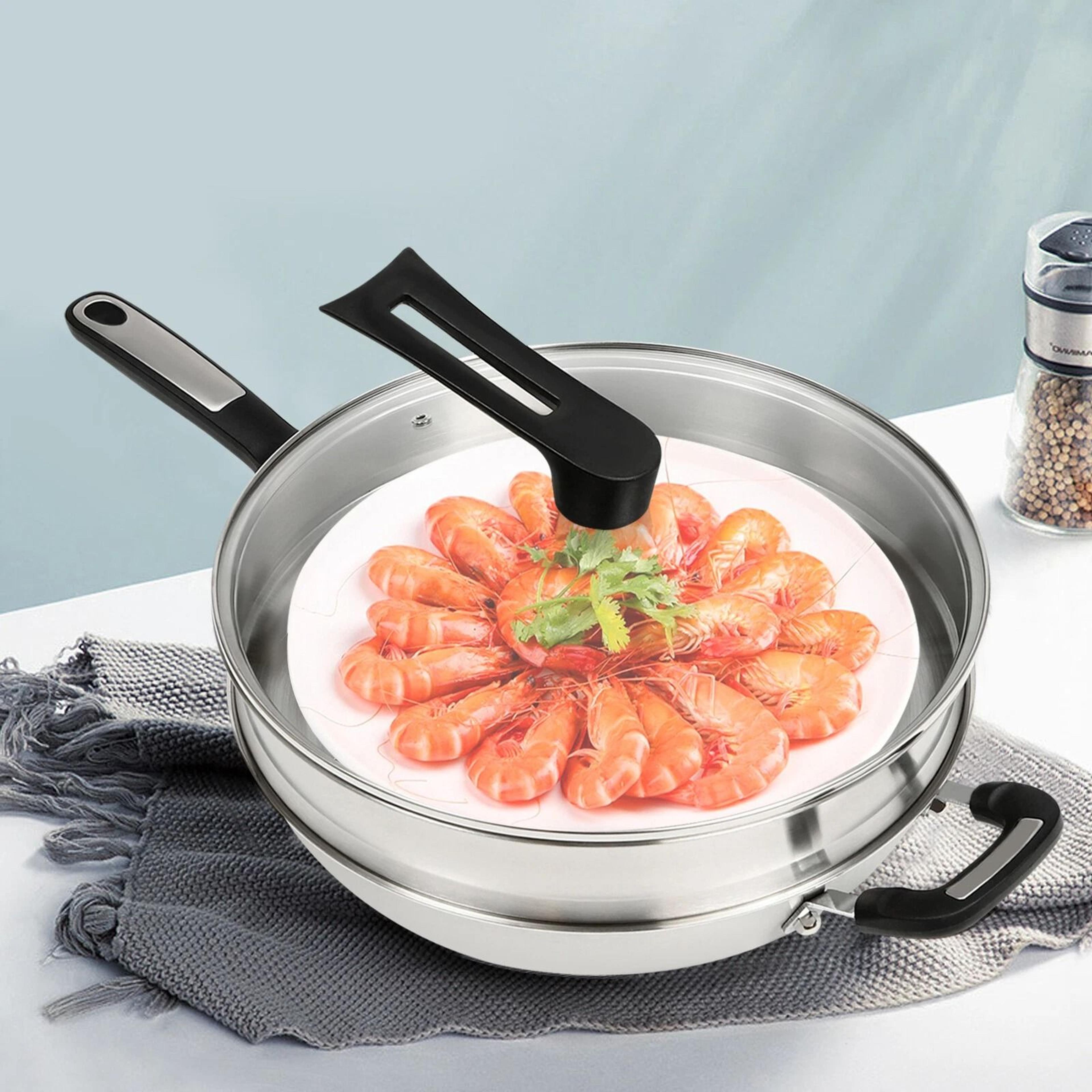 honeycomb nonstick stainless steel wok with lid and steamer basket