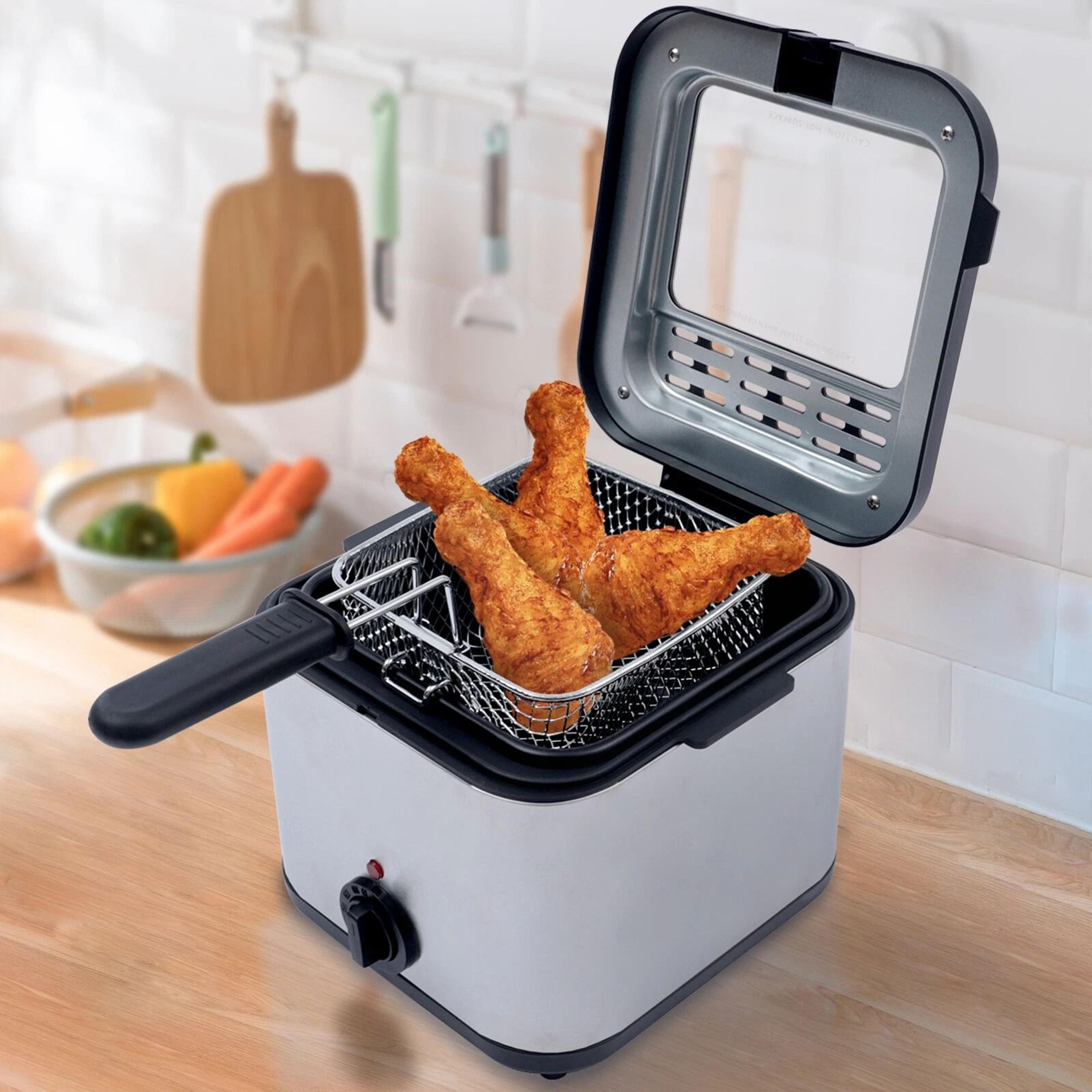 electric deep fryer countertop fryer with basket and adjustable temperature