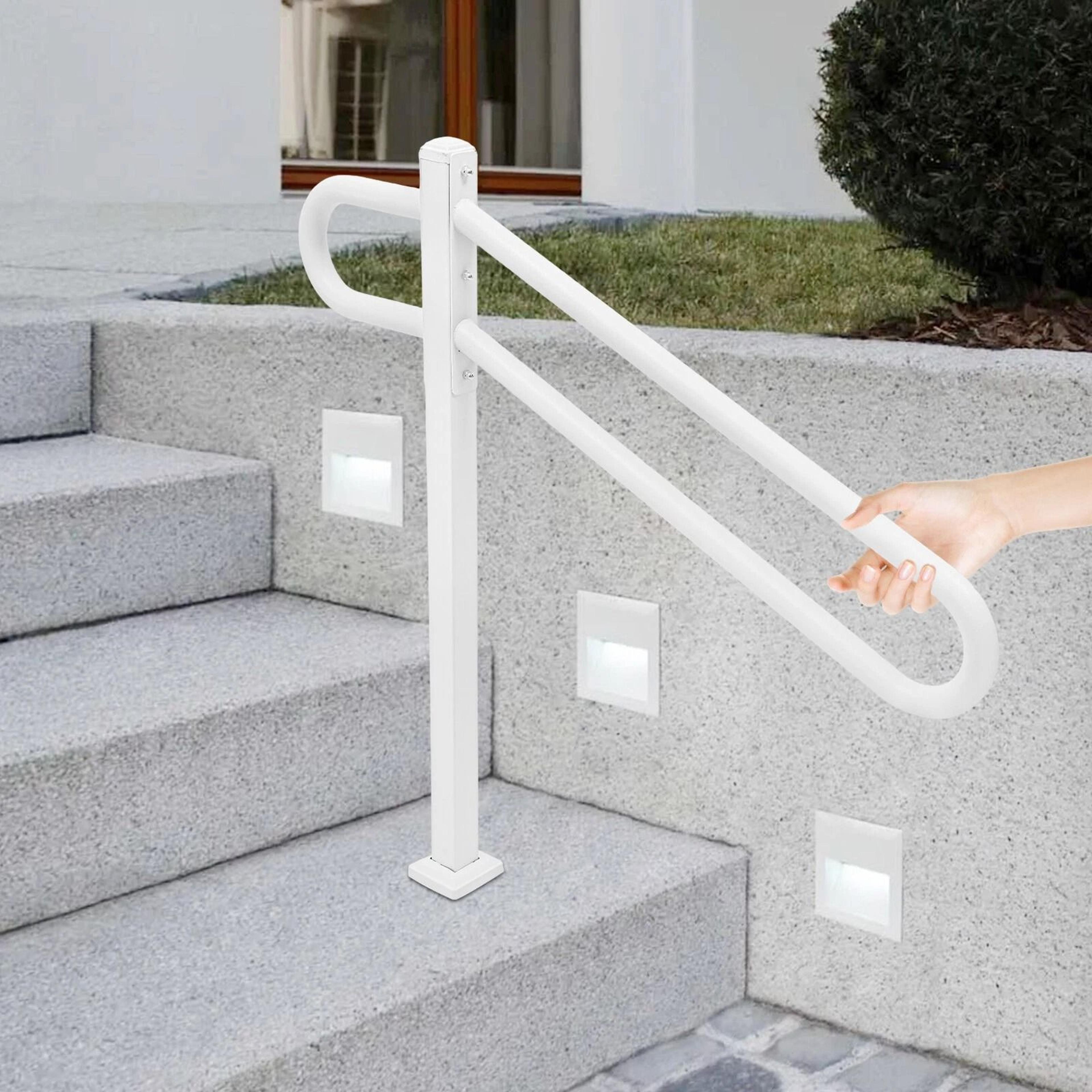 Heavy Duty Outdoor Stair Handrail For White Metal Safety Railing 2
