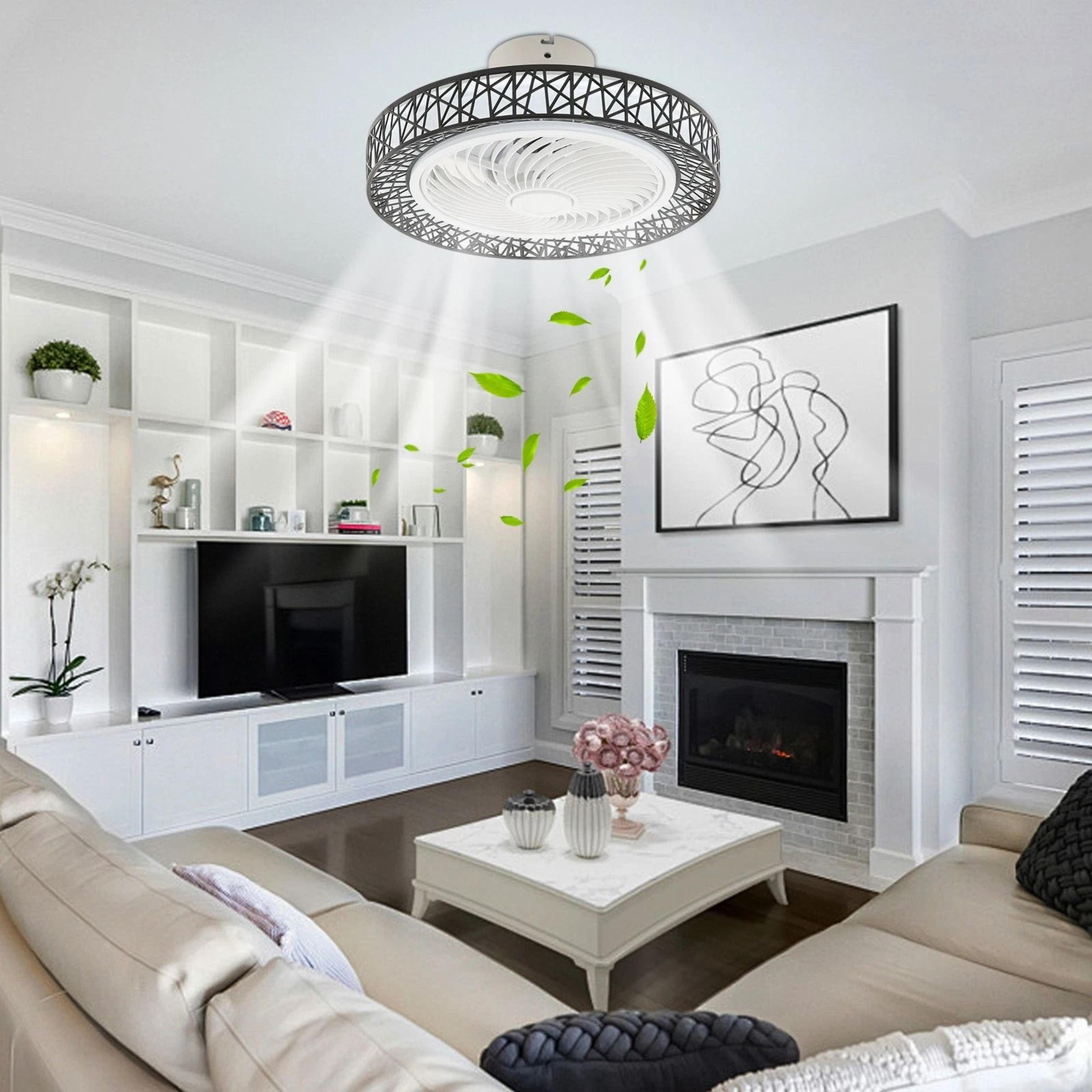 modern invisible ceiling fan light led dimmable chandelier with remote