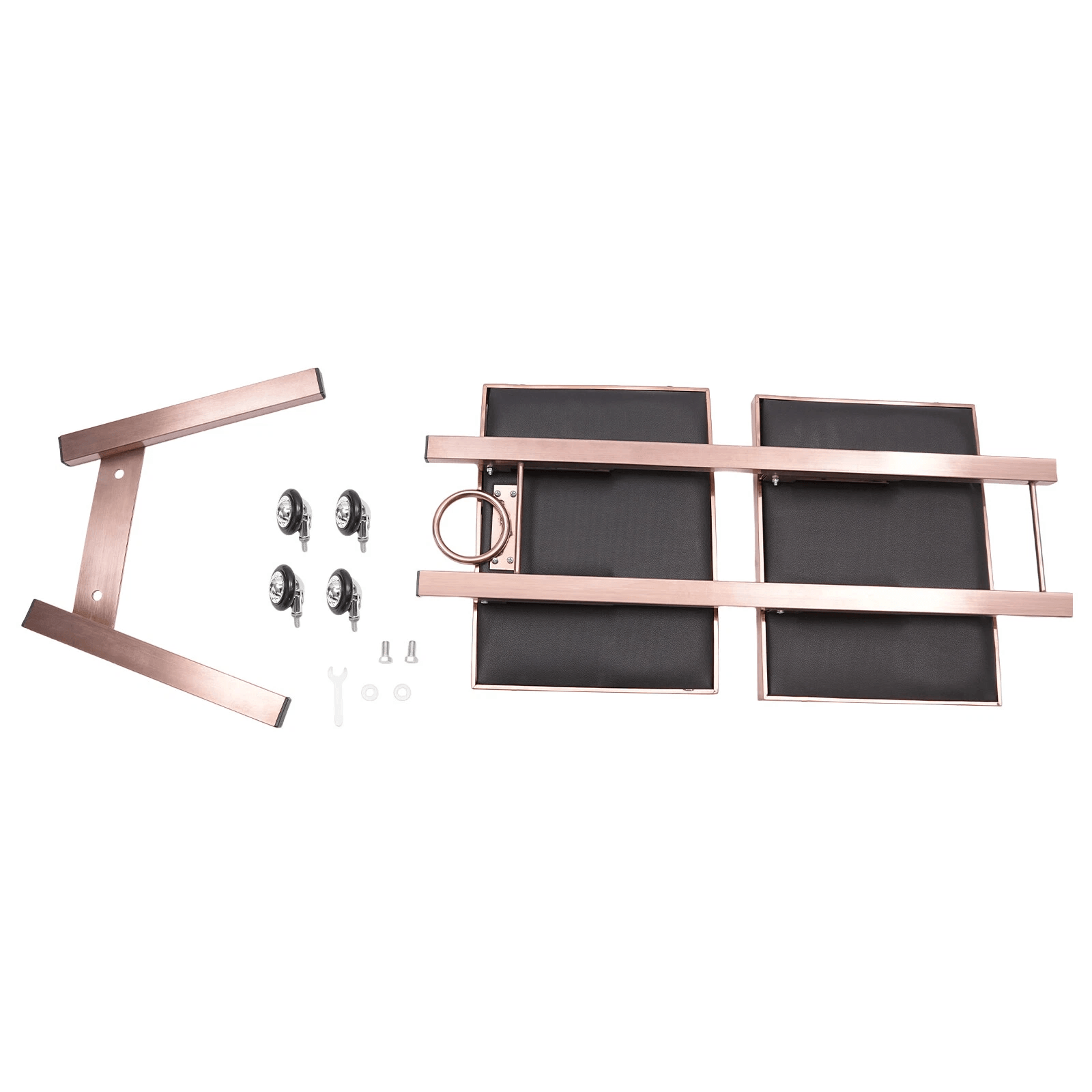 Rose Gold Salon Trolley Cart With Folding Rolling Tray For Barber Shop And Beauty Station 2