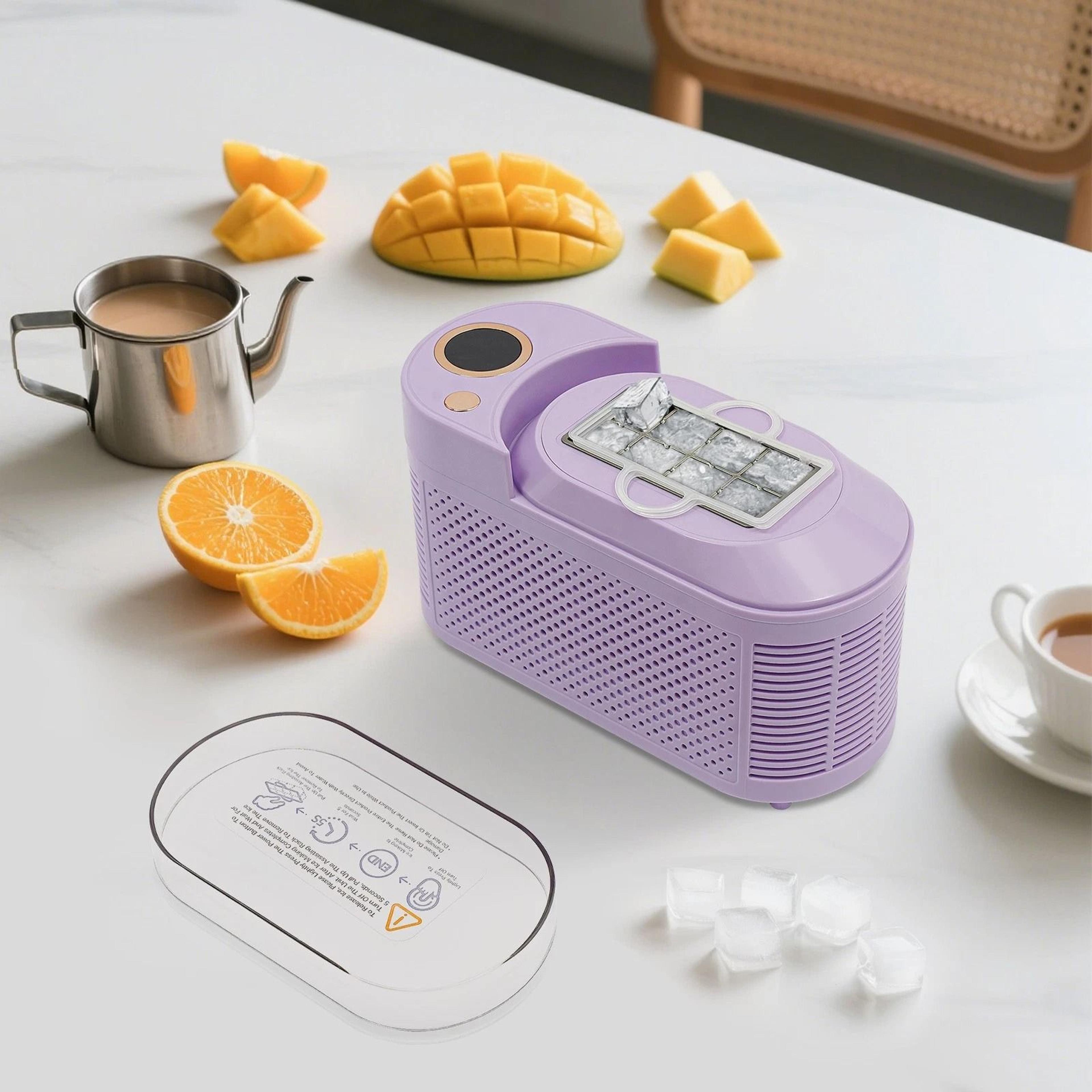 purple portable ice maker for home car travel fast compact countertop ice machine