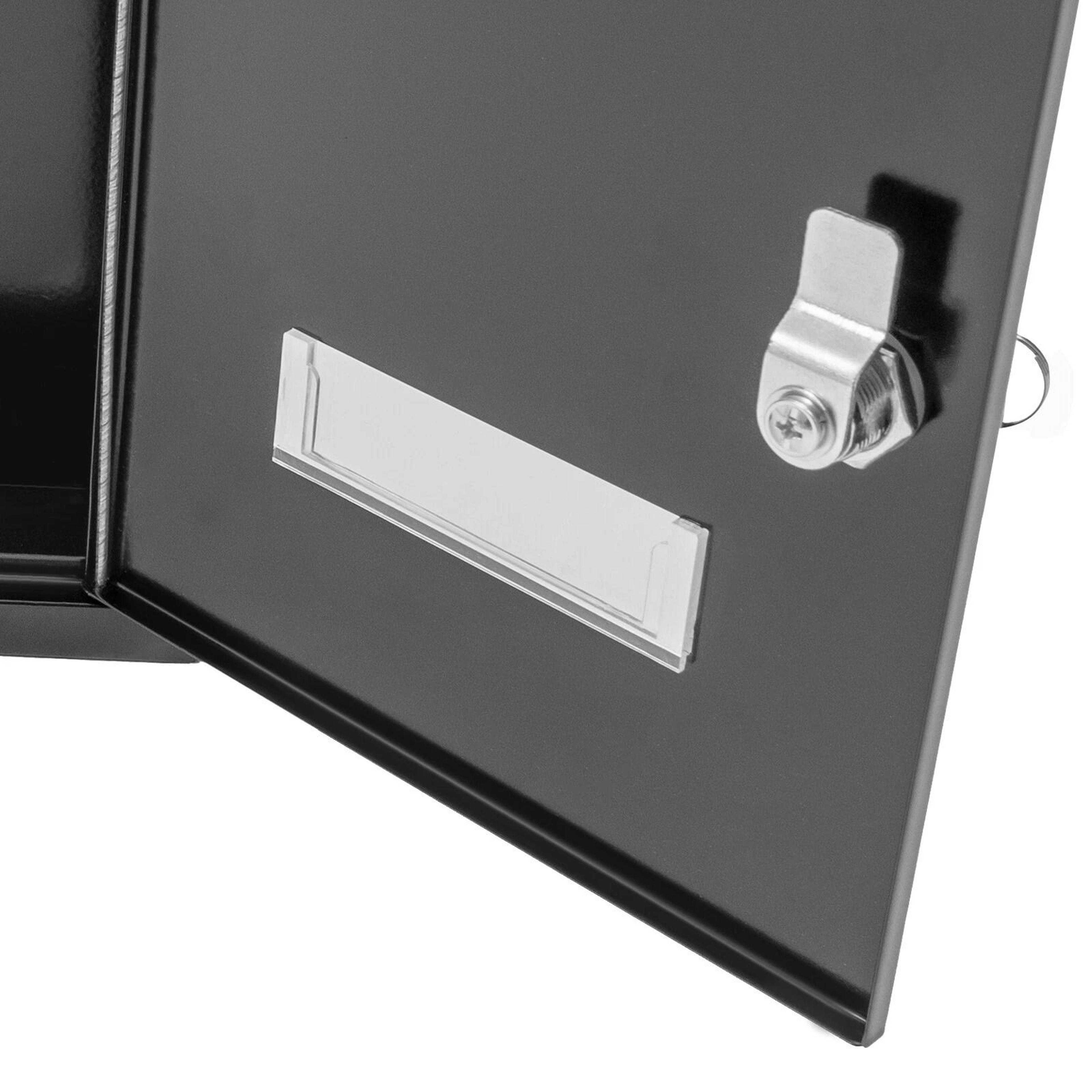 Modern Black Wall Mounted Locking Mailbox Waterproof Outdoor Drop Box 12