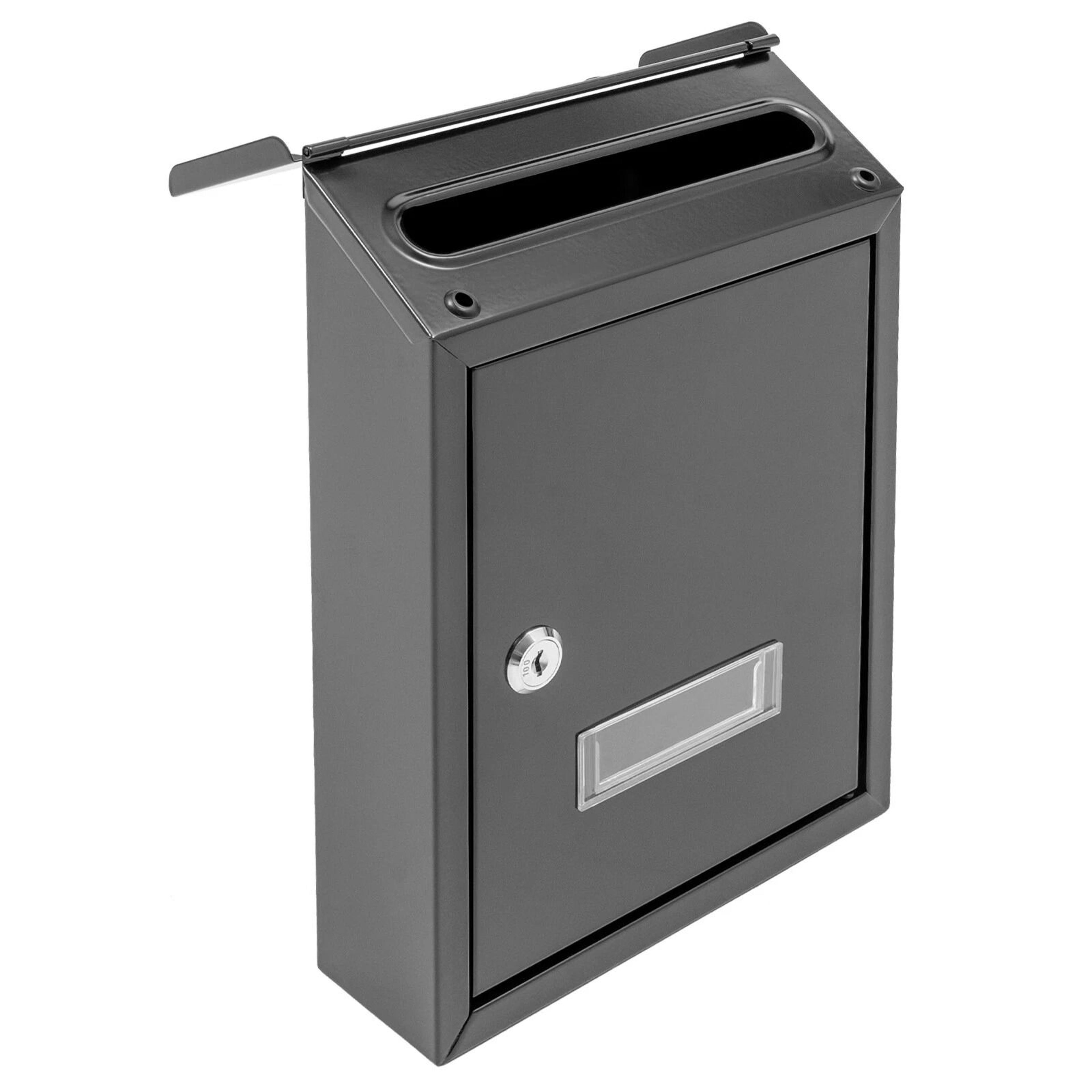 Modern Black Wall Mounted Locking Mailbox Waterproof Outdoor Drop Box 7