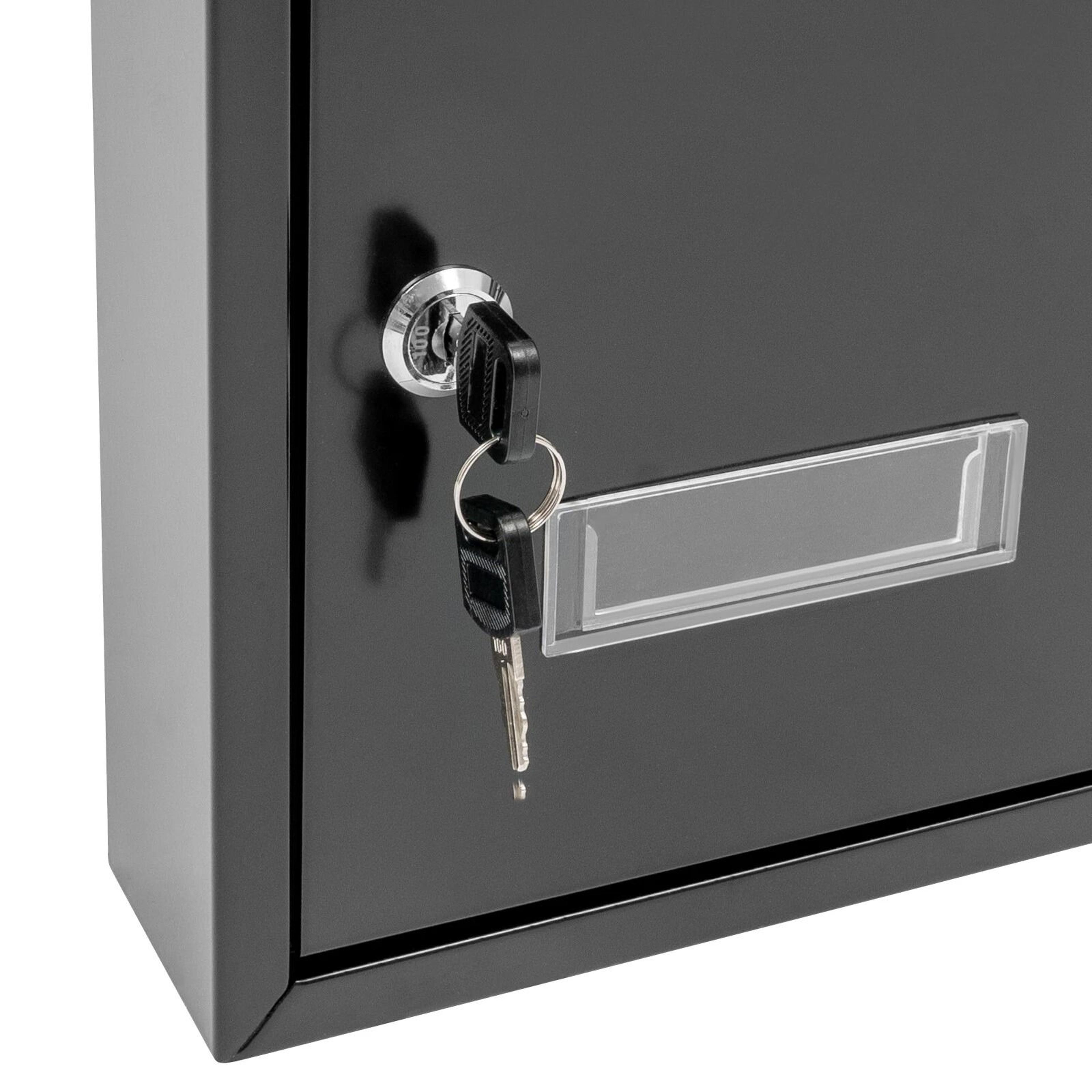 Modern Black Wall Mounted Locking Mailbox Waterproof Outdoor Drop Box 8