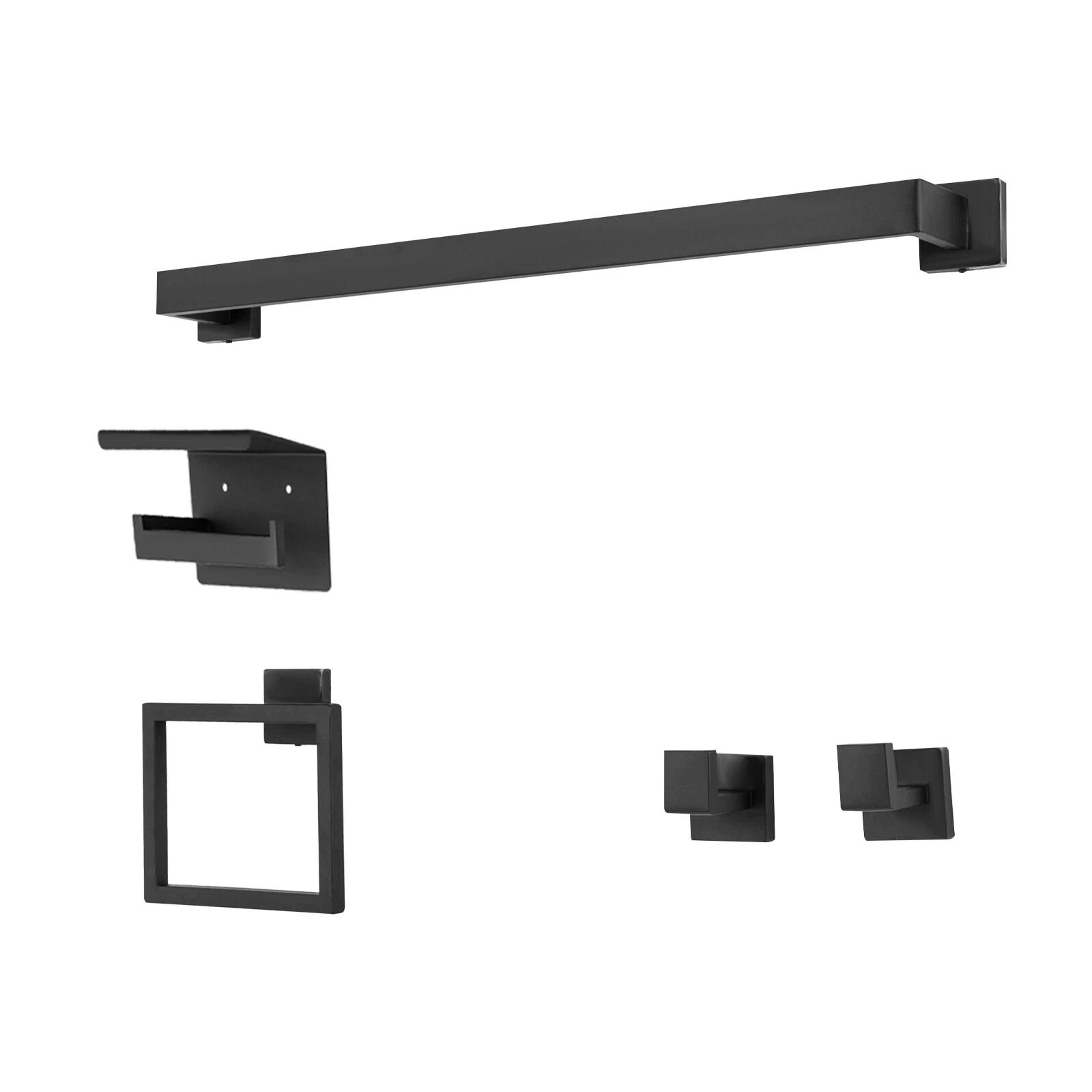 Matte Black Bathroom Hardware Set With Stainless Steel Towel Bar 13