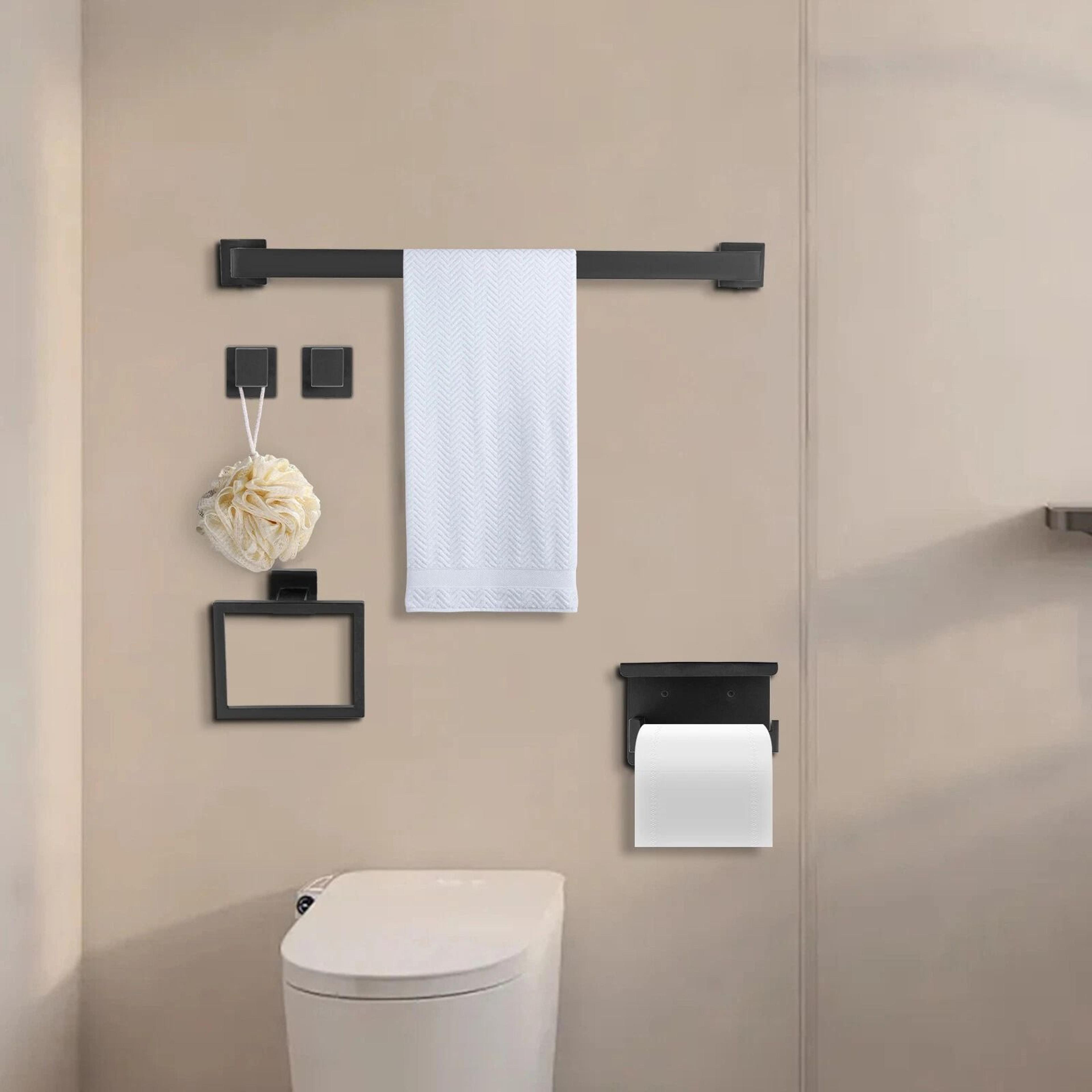 Matte Black Bathroom Hardware Set With Stainless Steel Towel Bar 2
